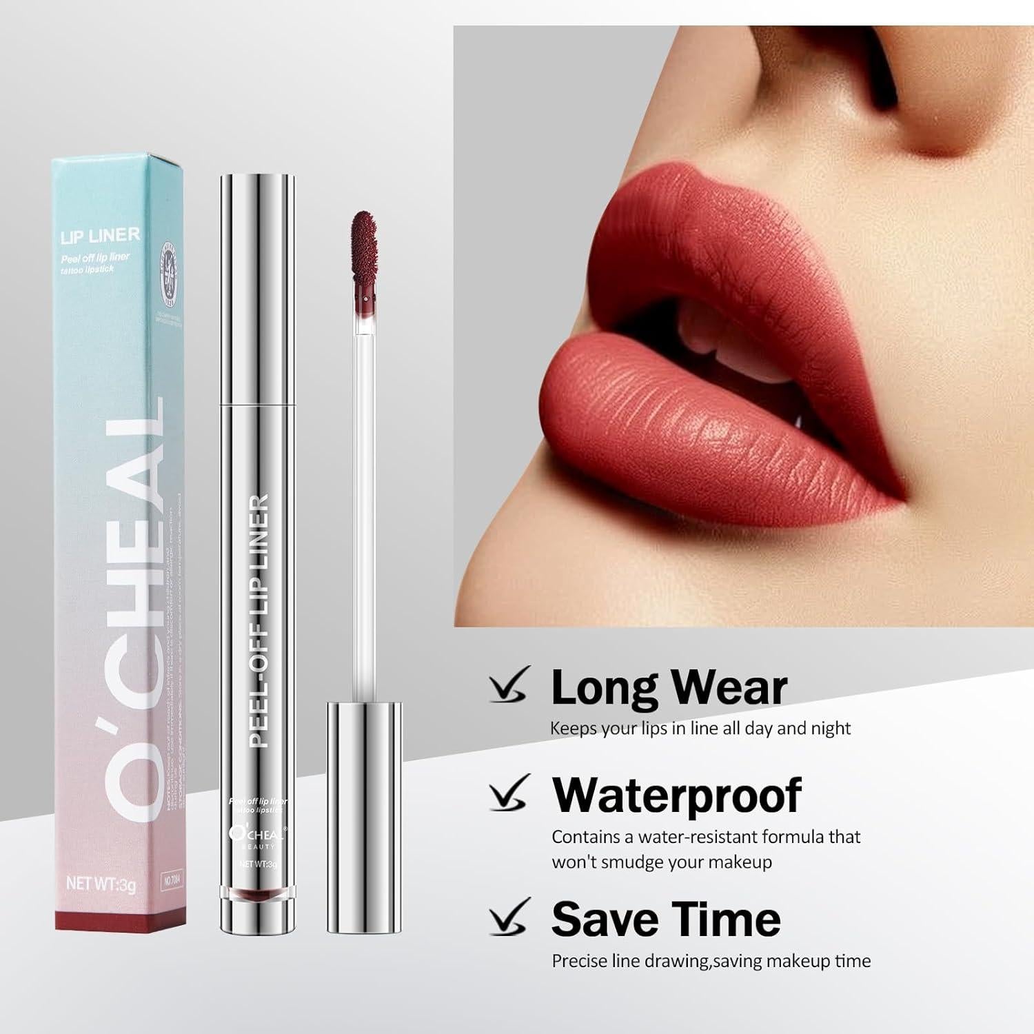 Delineador Labial Peel-Off O'CHEAL 02# Larga Duración 2.96ml