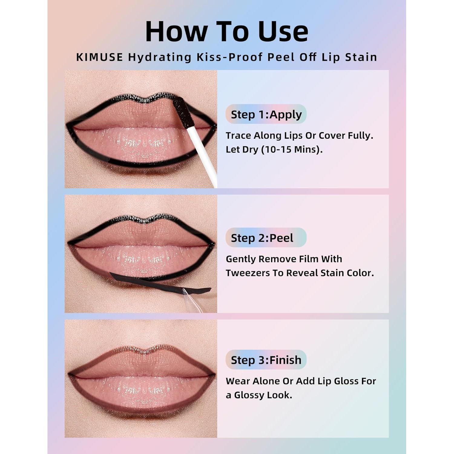 Tinte de Labios Peel Off KIMUSE Cereza Negra Larga Duración