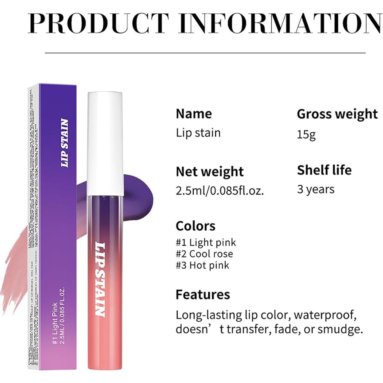 Juego de 3 Tintes de Labios Peel Off Bekoeen - Larga Duración