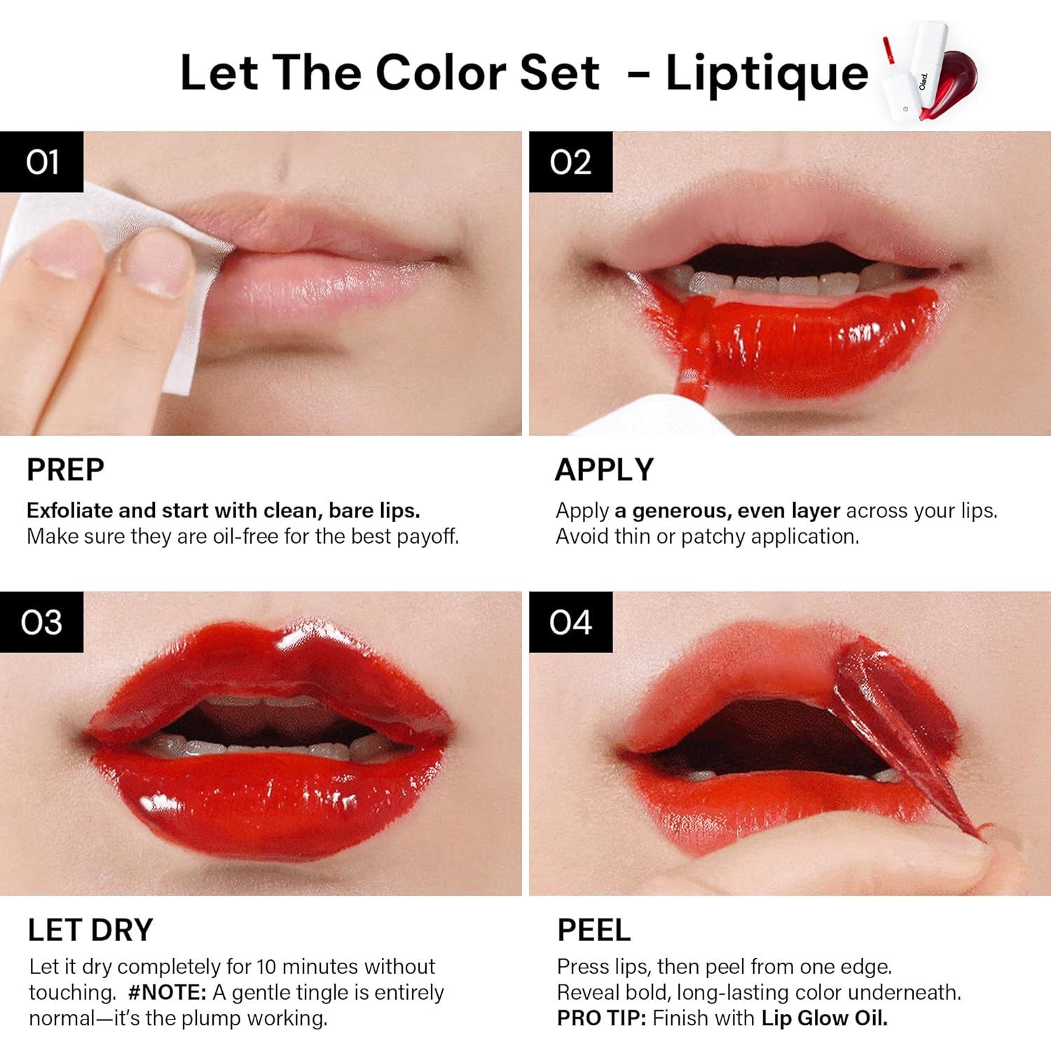 Conjunto de Labios Todo el Día Oiad - Tinte Peel-Off y Aceite Hidratante
