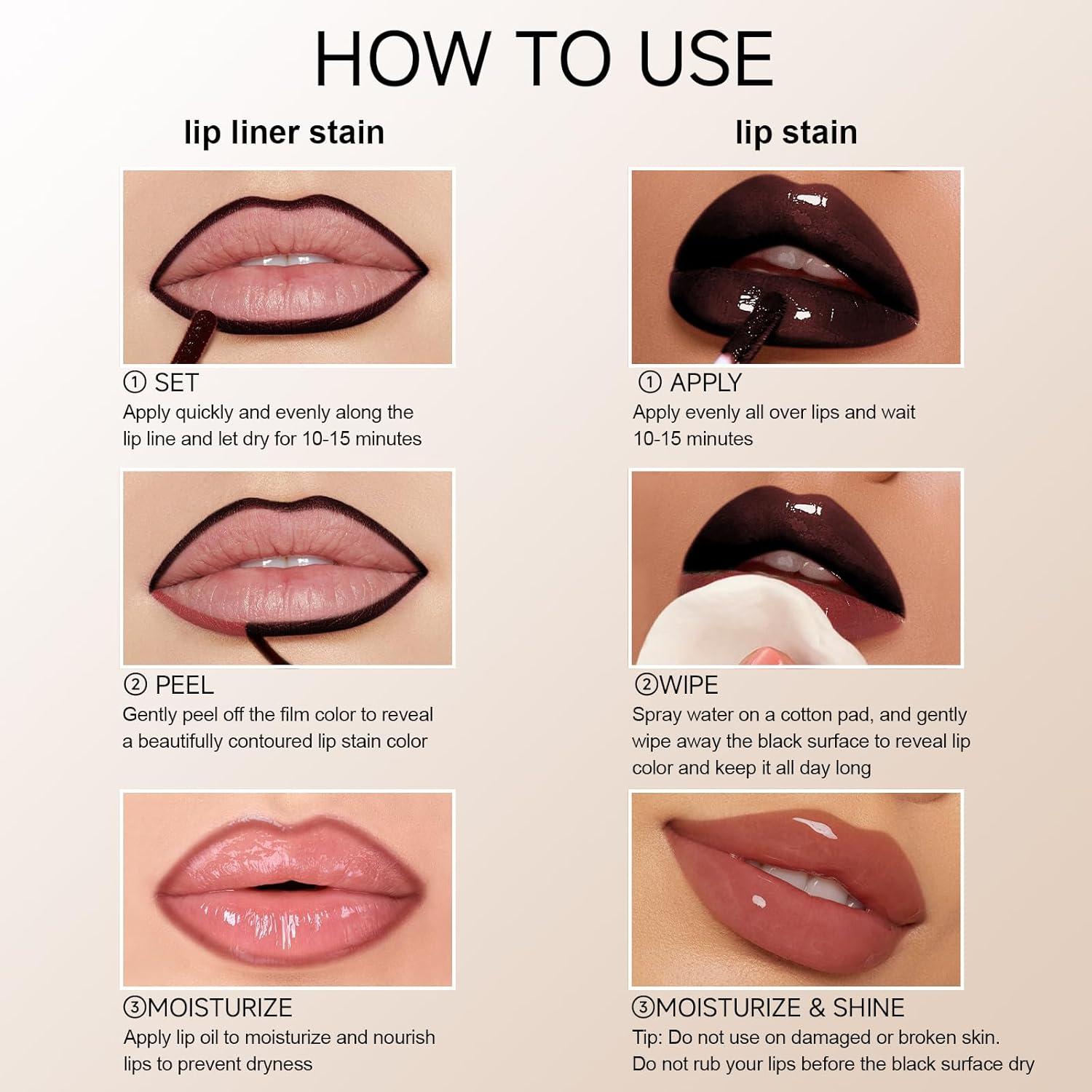 Set de Tinte para Labios KISSIO - Lápiz Labial Peel Off y Aceite Hidratante