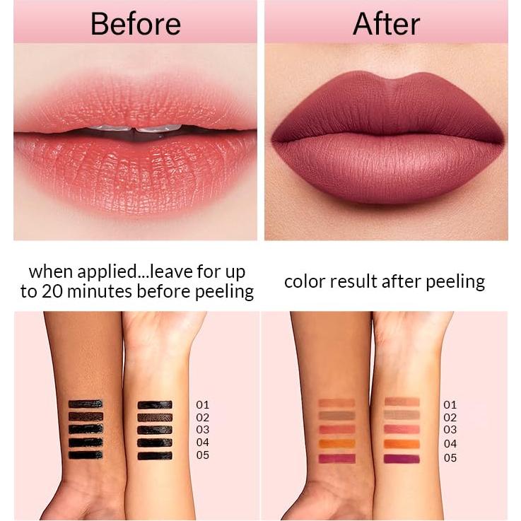 Lápiz de Labios Peel Off FPIZRTES 2 PCS Larga Duración Mate