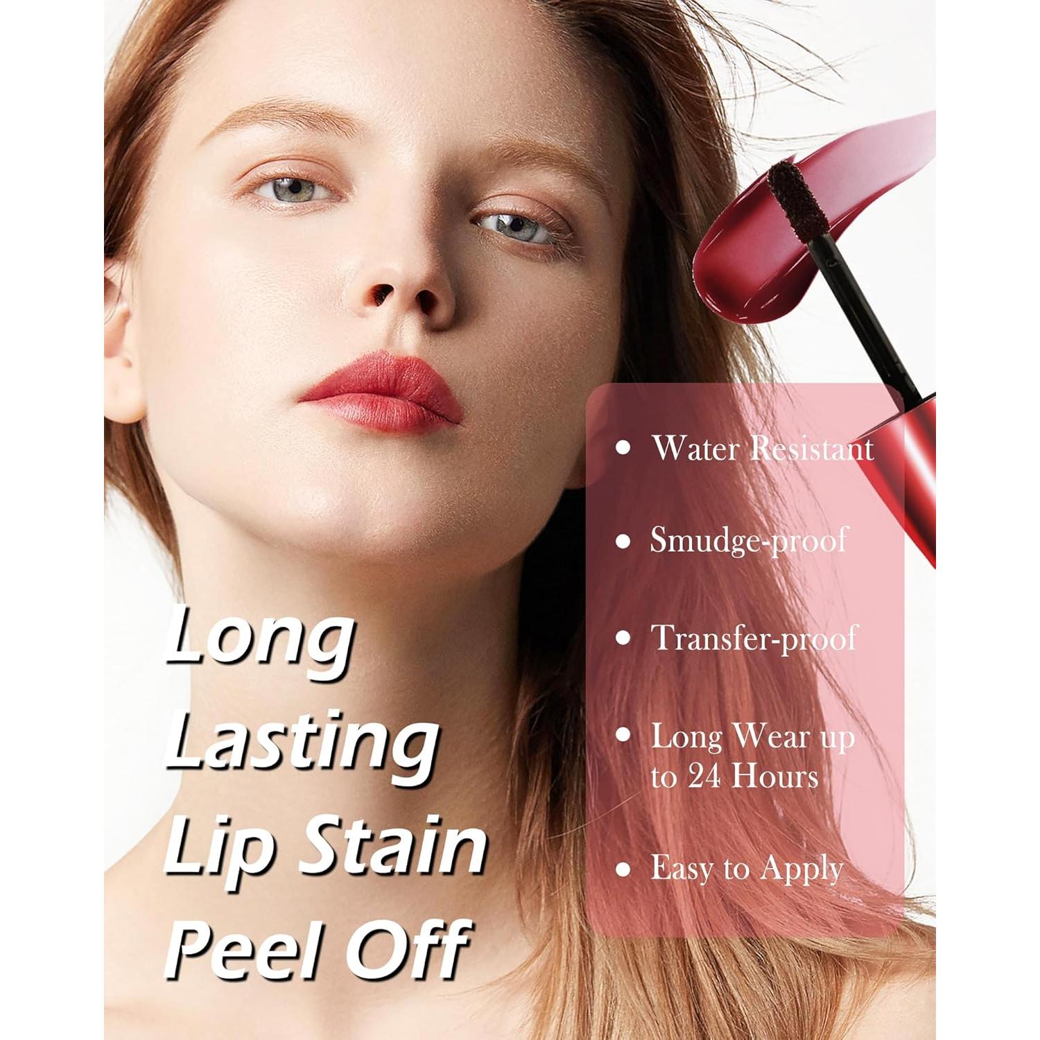 Tinte de Labios Peel Off Lestpola 24H Rojo Mate Impermeable