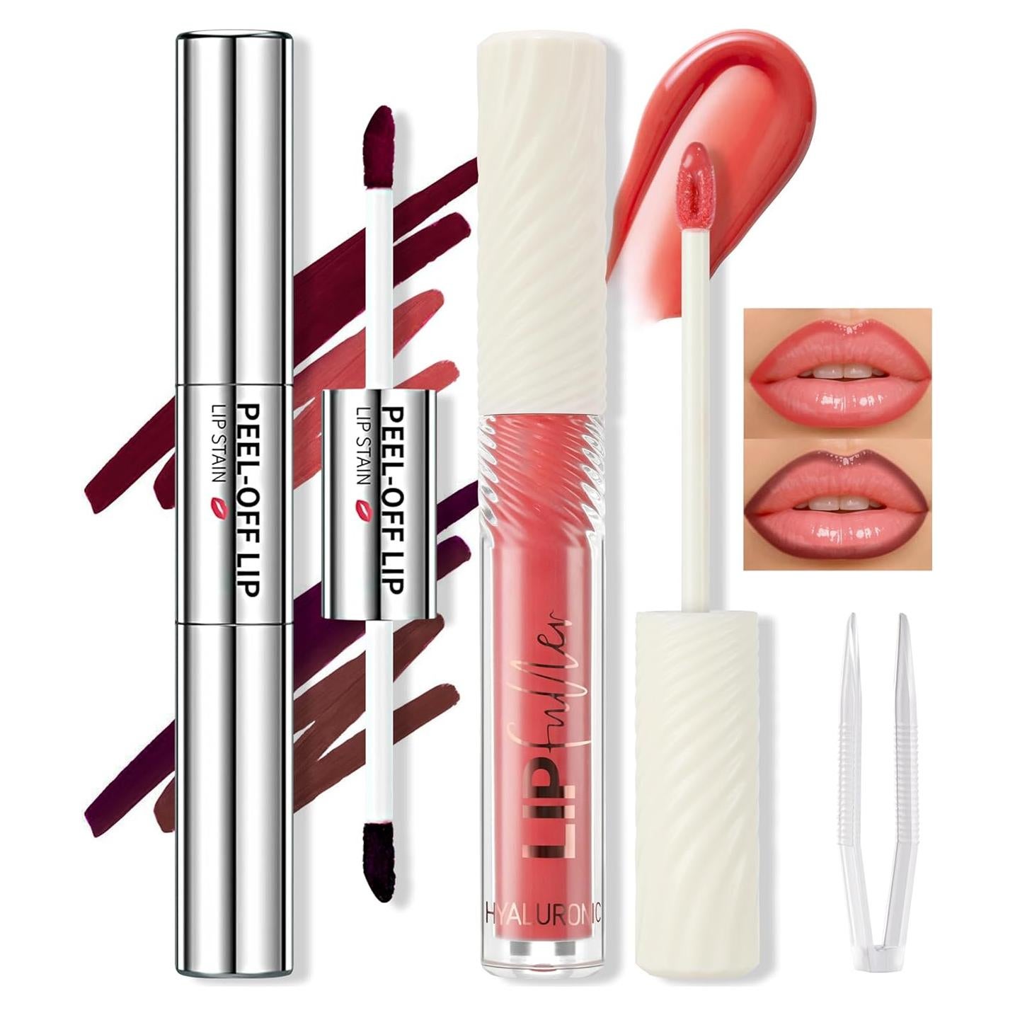 Tinte de Lápiz Labial Peel Off Doble Cara + Brillo Labial Hidratante