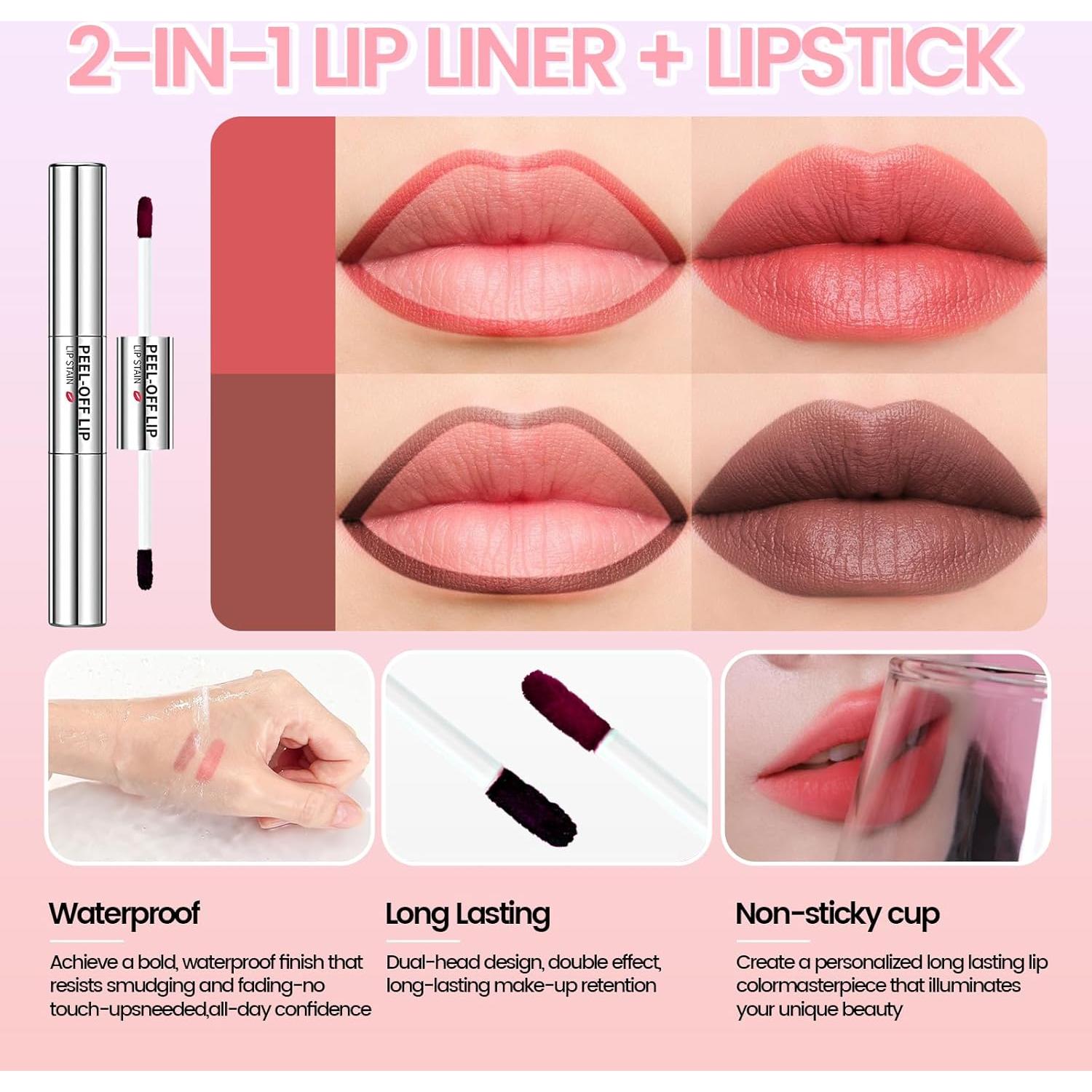 Tinte de Lápiz Labial Peel Off Doble Cara + Brillo Labial Hidratante