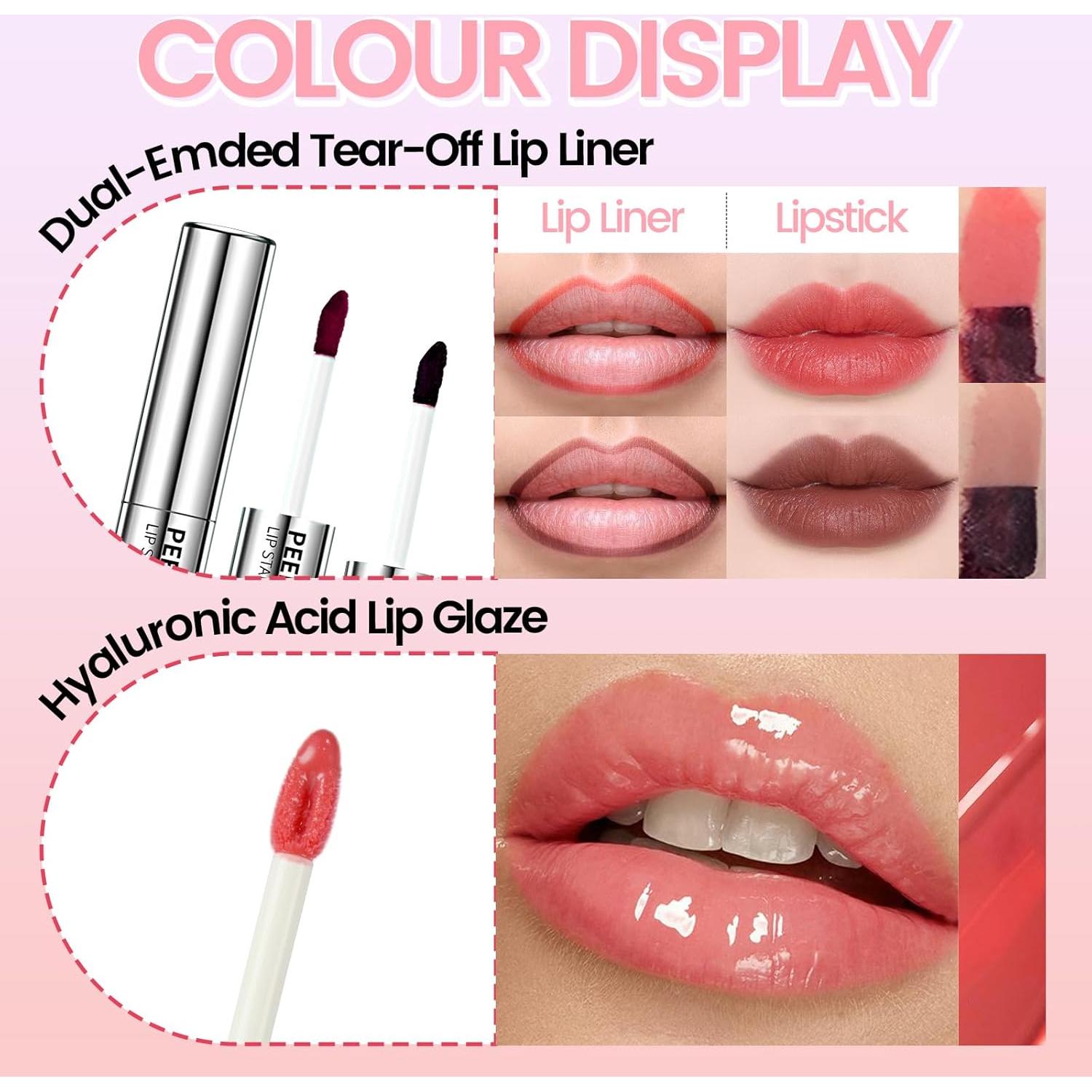 Tinte de Lápiz Labial Peel Off Doble Cara + Brillo Labial Hidratante