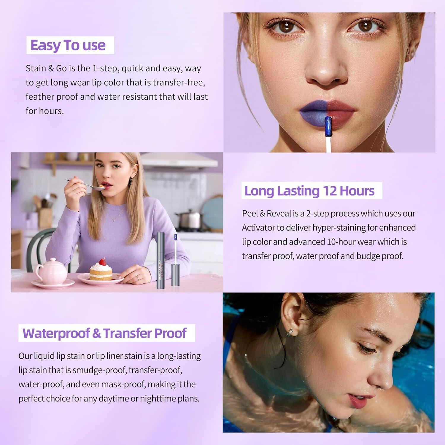 Tinte Labial Peel Off KIMUSE 12HR Hidratante Color Mauve