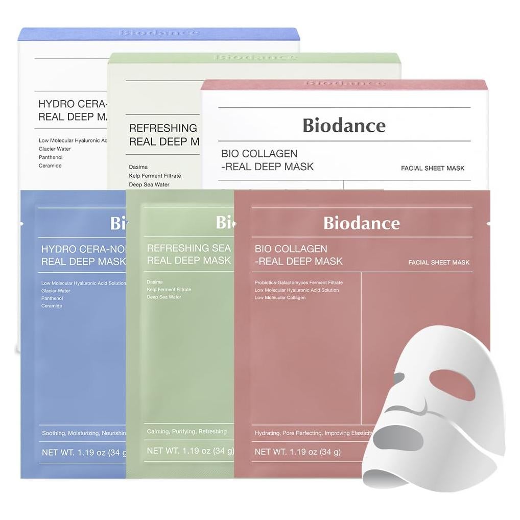 Biodance Trío de Máscaras Hidrogel: Colágeno, Cera-nol y Algas