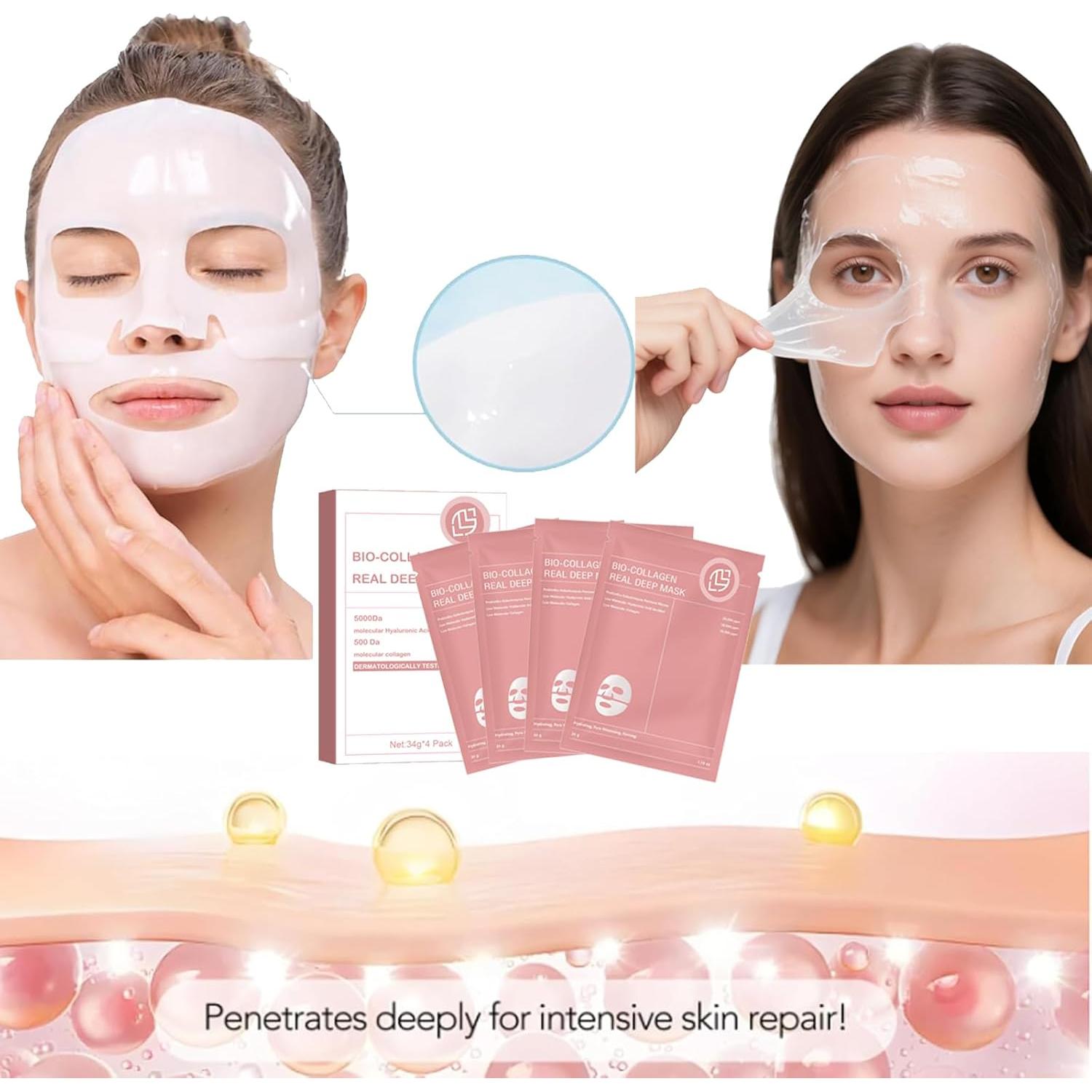 Mascarilla Facial Bio-Colágeno Reepic - 4 Unidades Hidrogel Antienvejecimiento