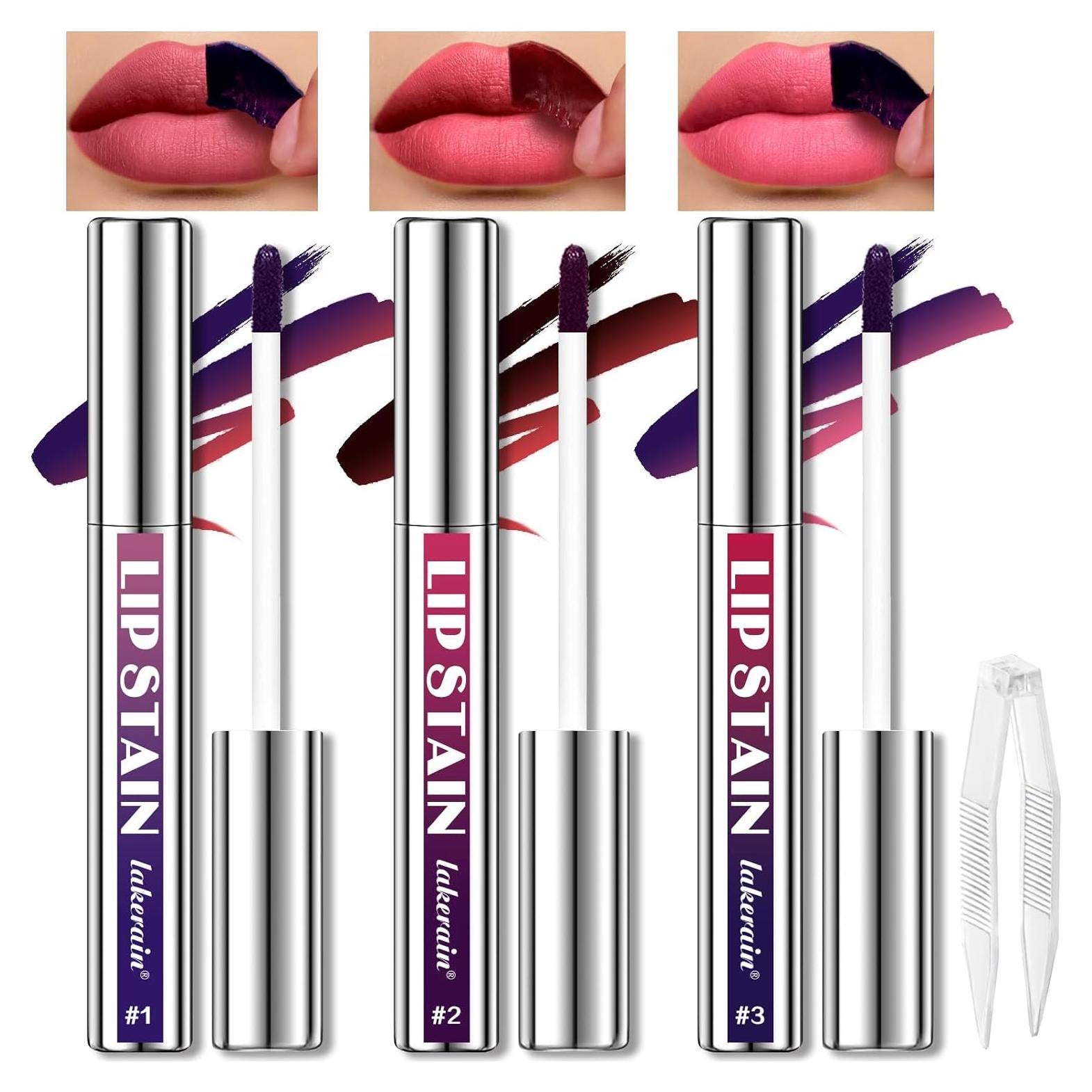 Set 3 Tintes de Labios Peel Off Larga Duración Resistente al Agua