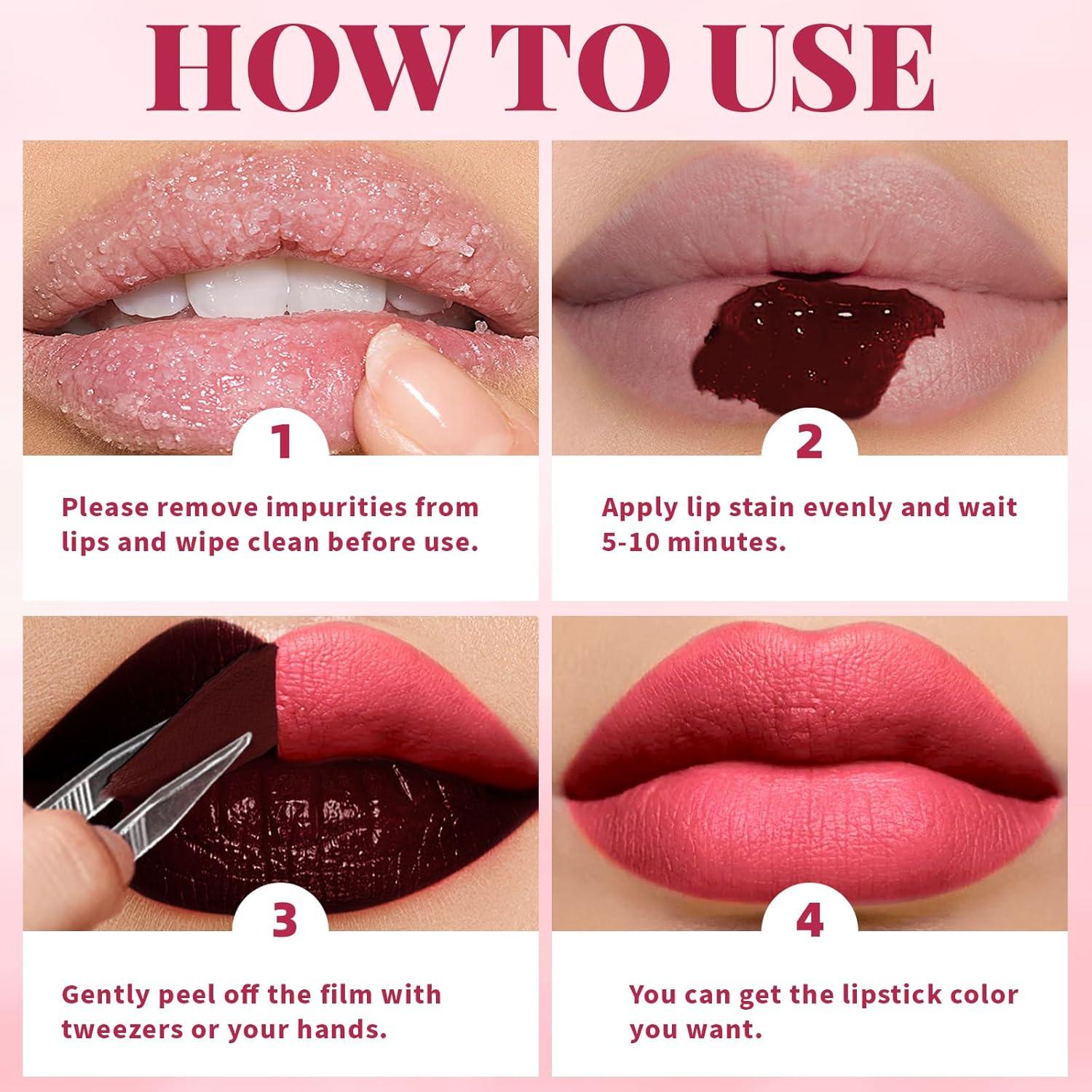 Set 3 Tintes de Labios Peel Off Larga Duración Resistente al Agua