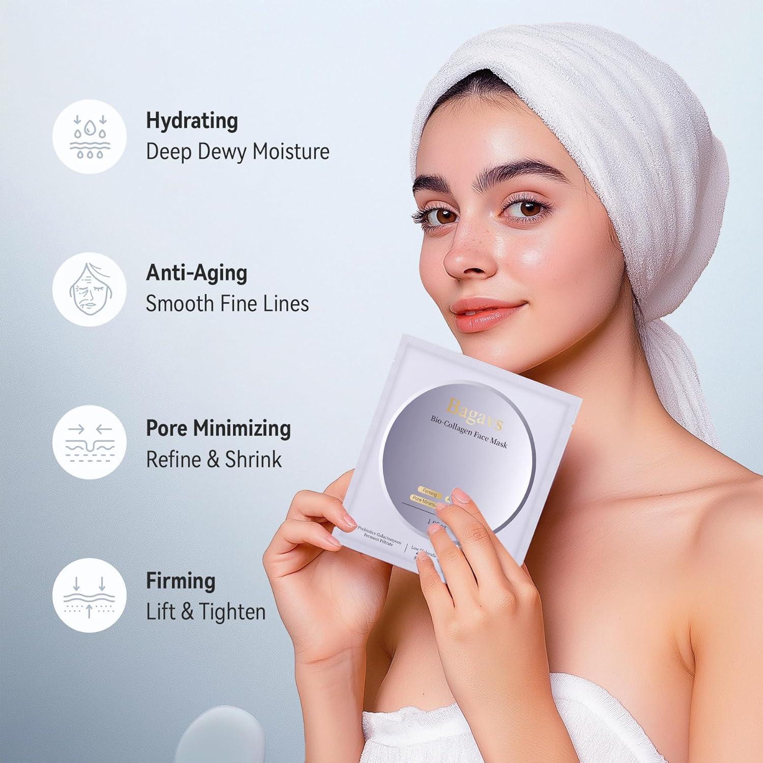 Mascarilla Facial de Colágeno Bagavs 30g x 4ea Hidratante Nocturna