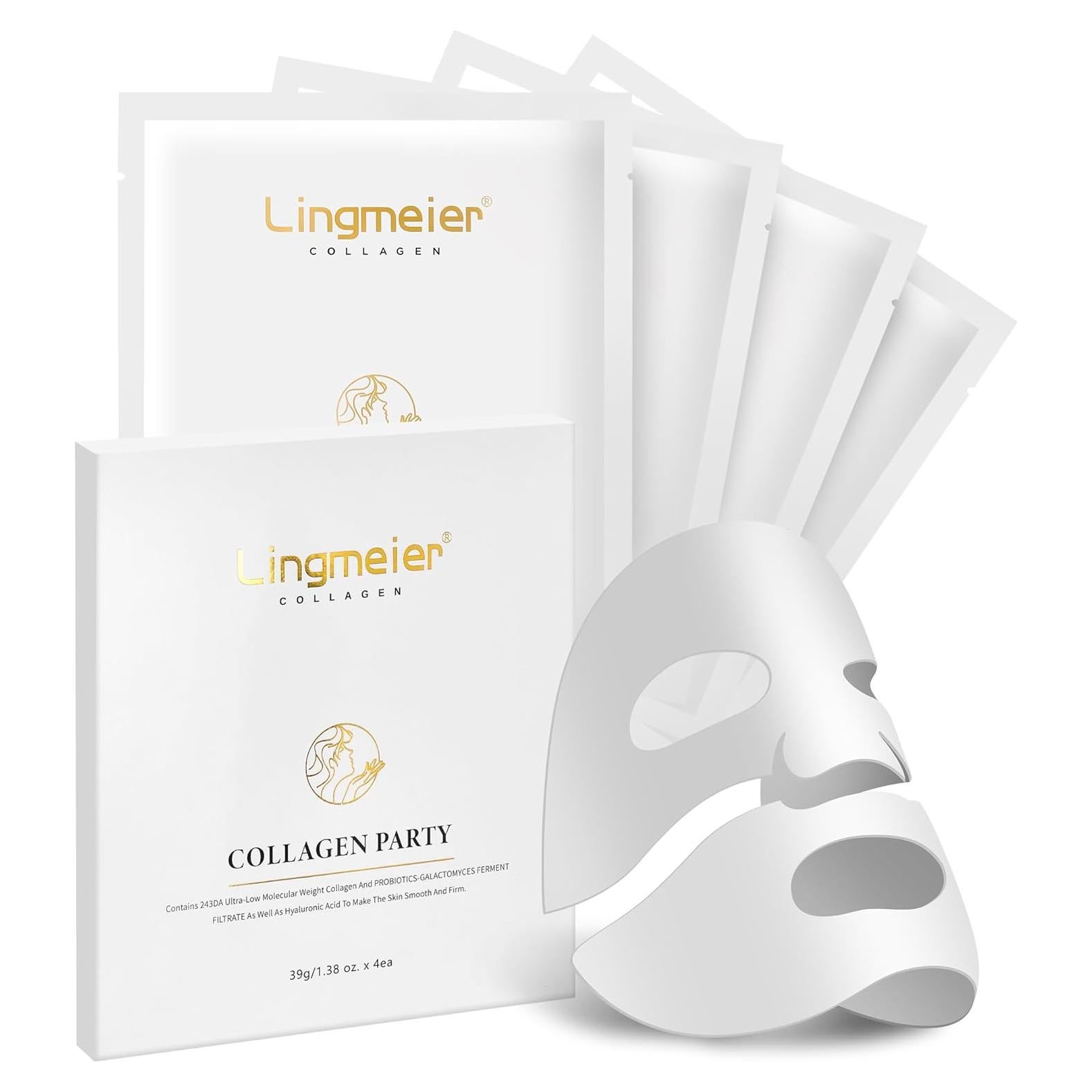 Mascarilla Facial de Colágeno Lingmeier 80,000ppm Hidratante