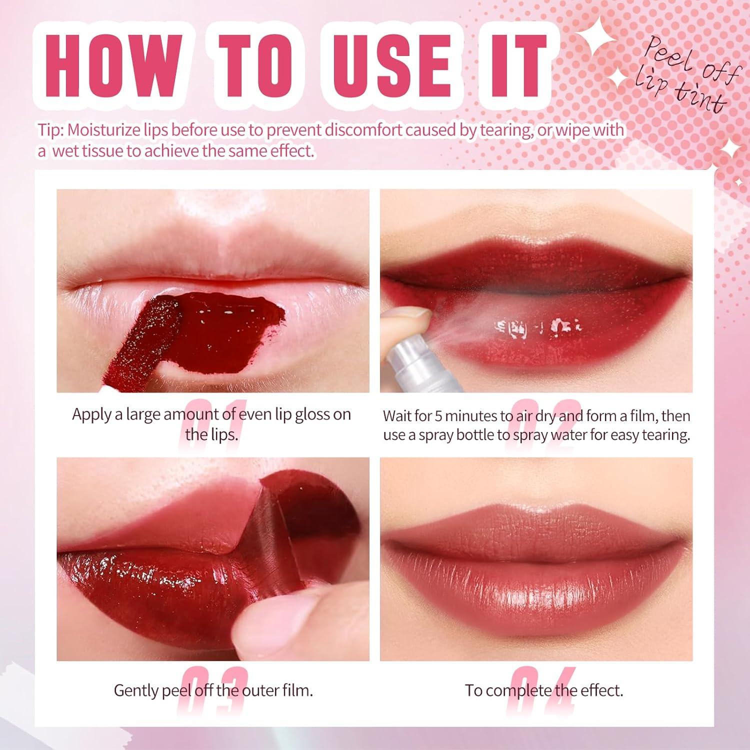 Juego de 4 Tintes de Labios Peel Off HOSAILY - Mate y Larga Duración