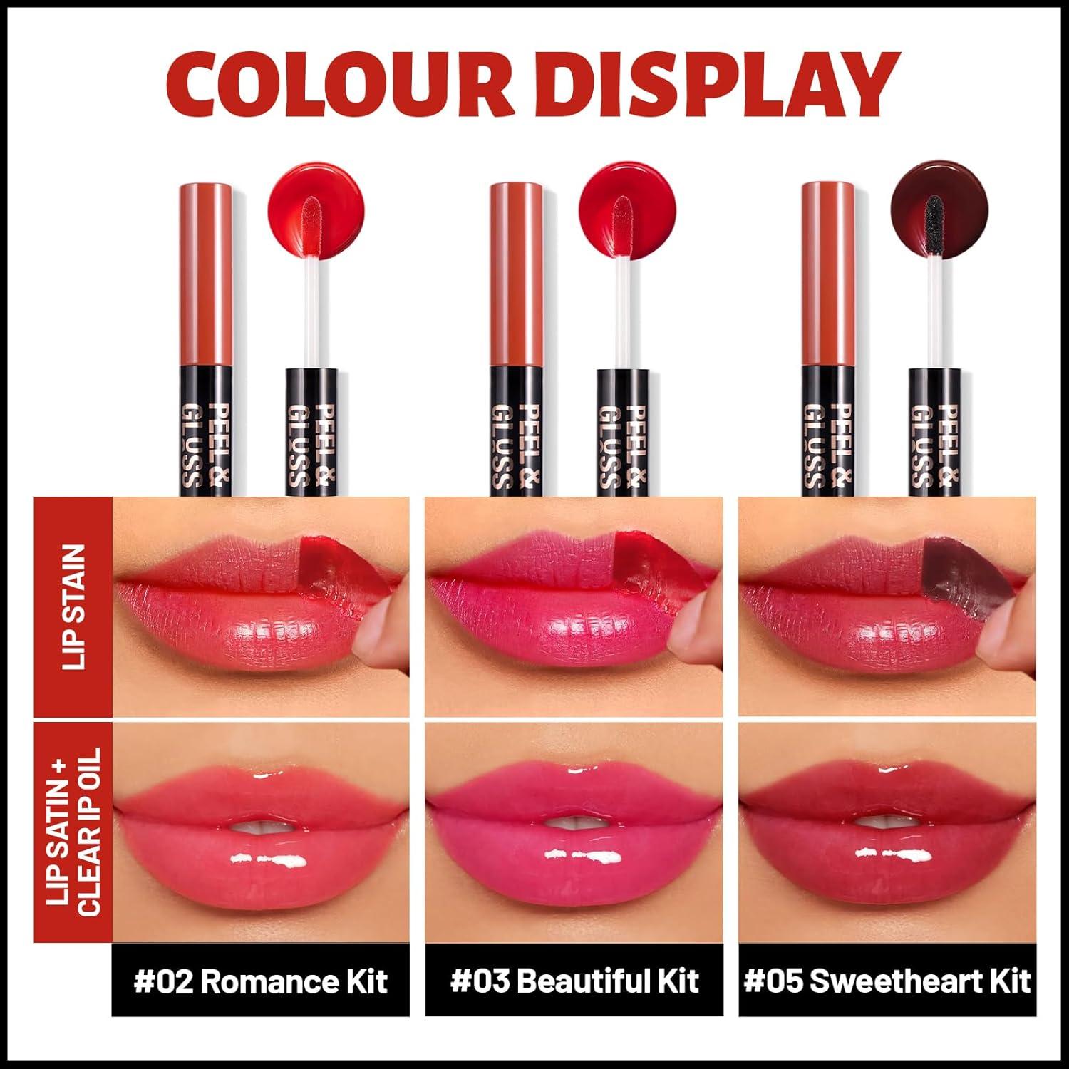 Juego de Tinte Labial Despegable Doble Extremo 3 Colores