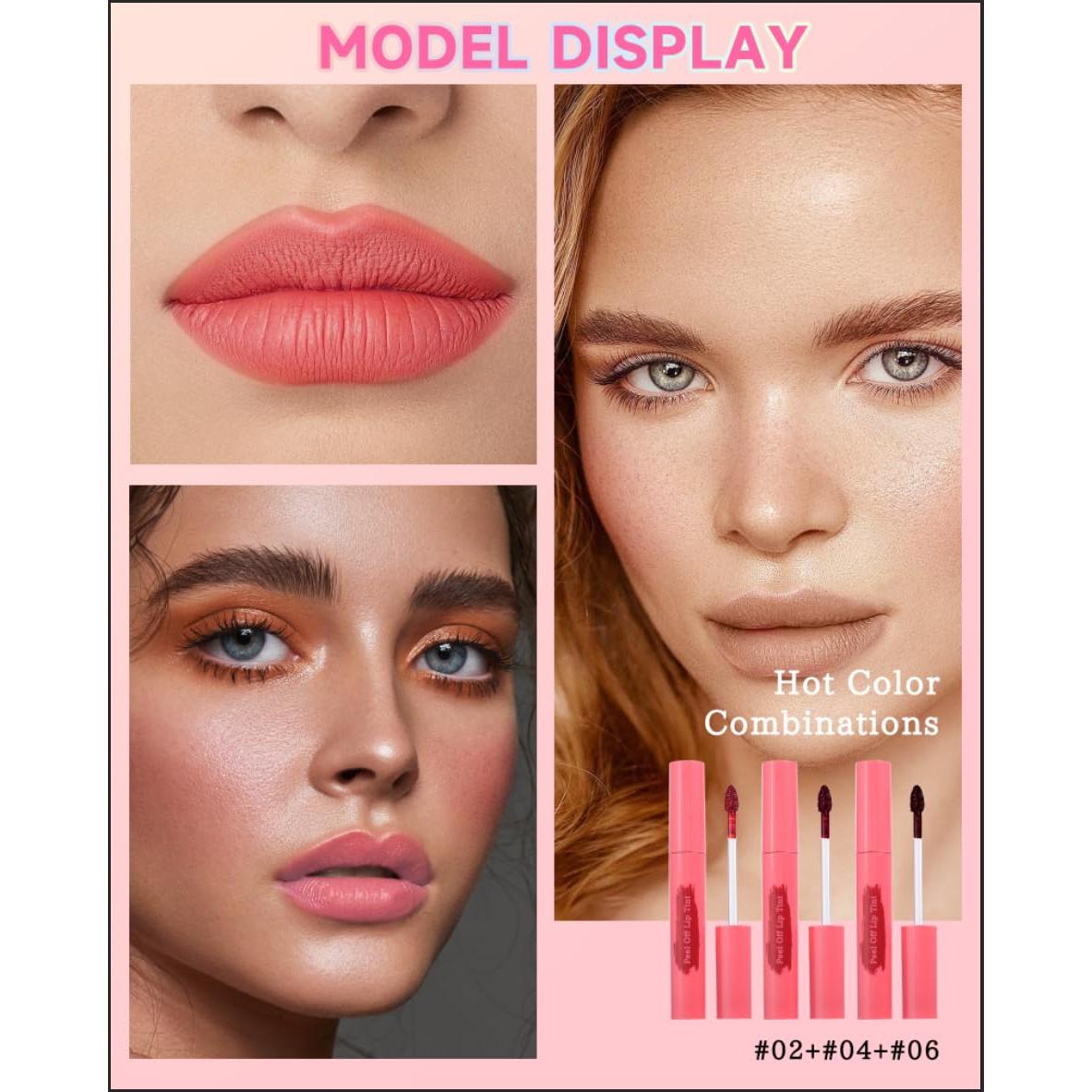 Set de Tinte Labial Peel Off LYSdefeu 3 Piezas Mate 24h