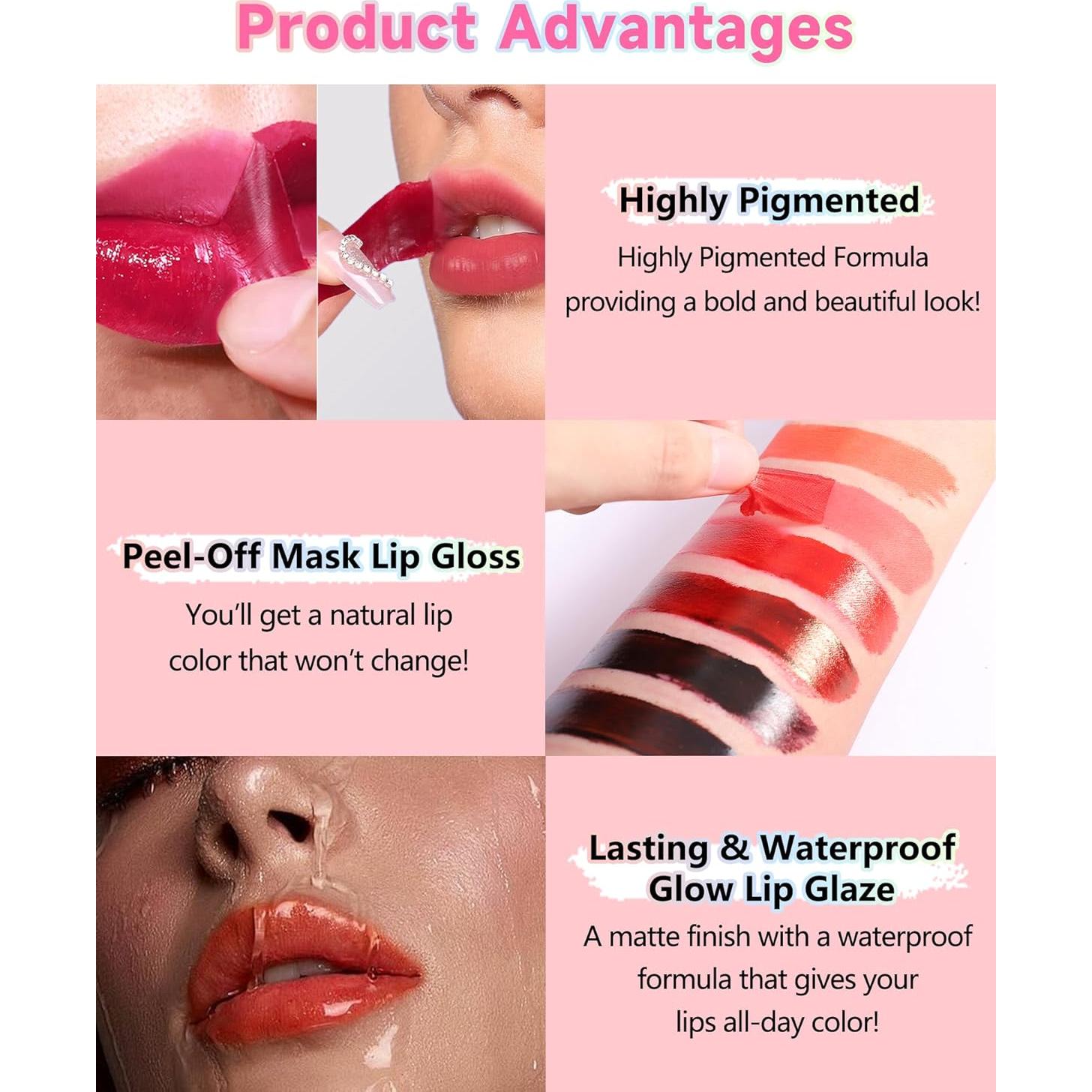 Set de Tinte Labial Peel Off LYSdefeu 3 Piezas Mate 24h