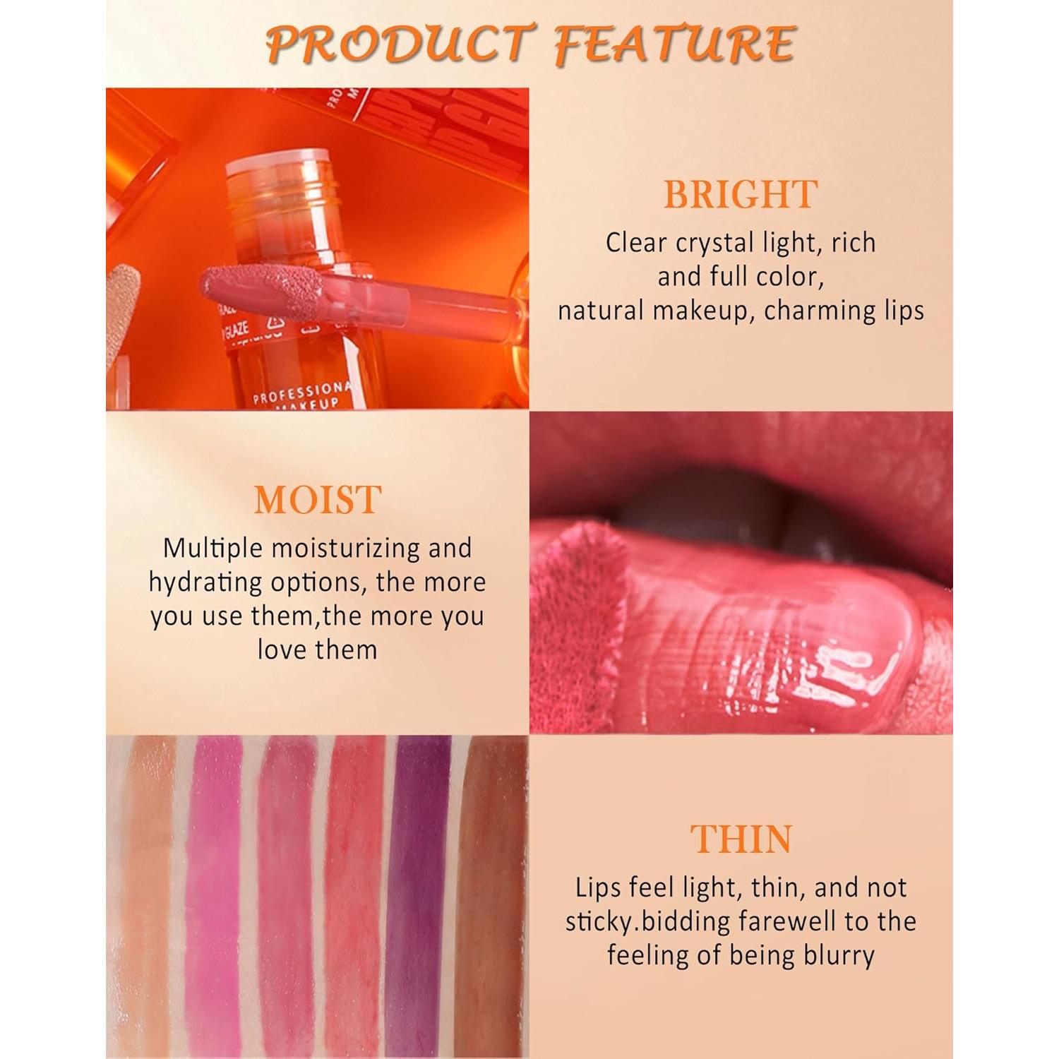 Brillo de Labios Hidratante 3Pcs - Alta Pigmentación y Larga Duración