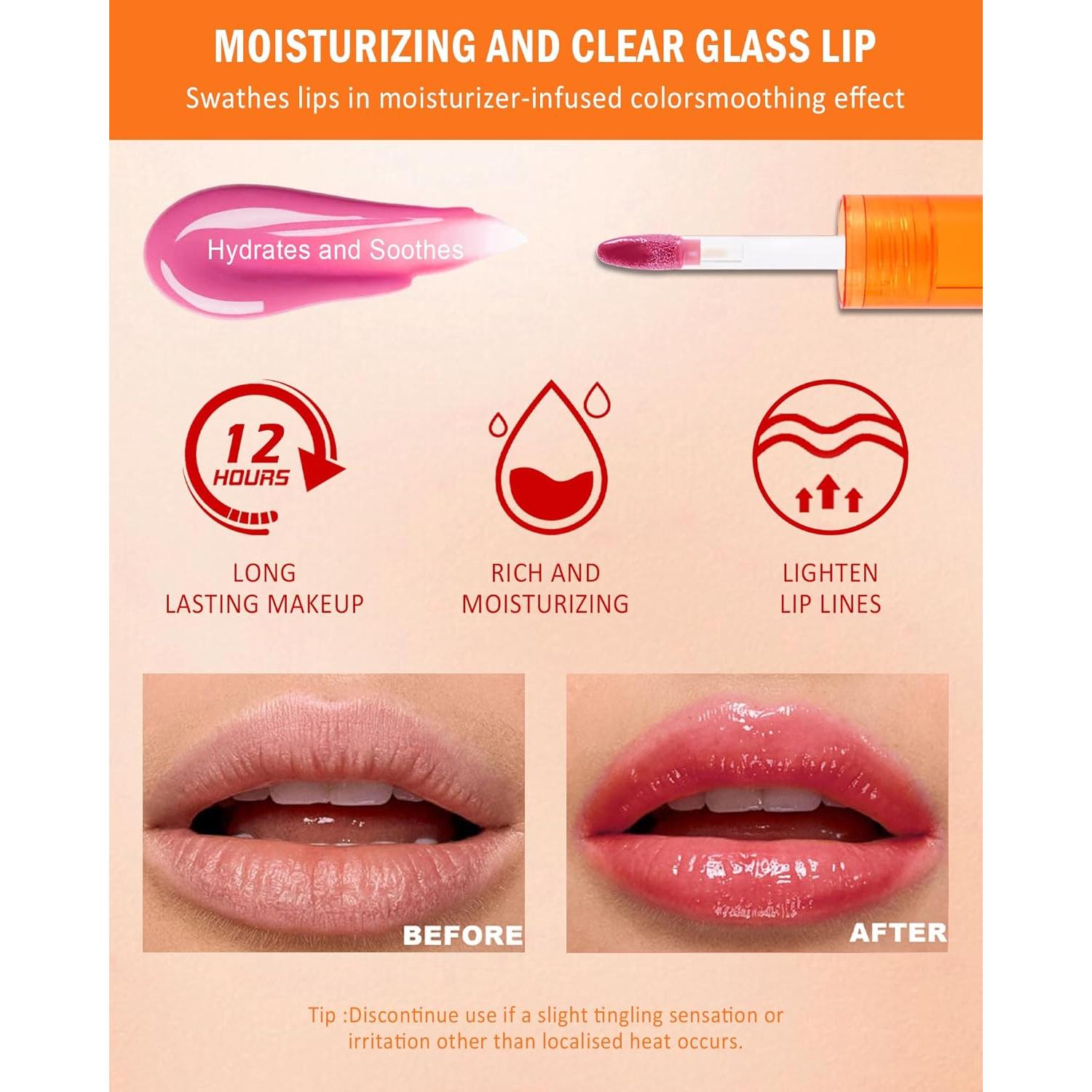 Brillo de Labios Hidratante 3Pcs - Alta Pigmentación y Larga Duración