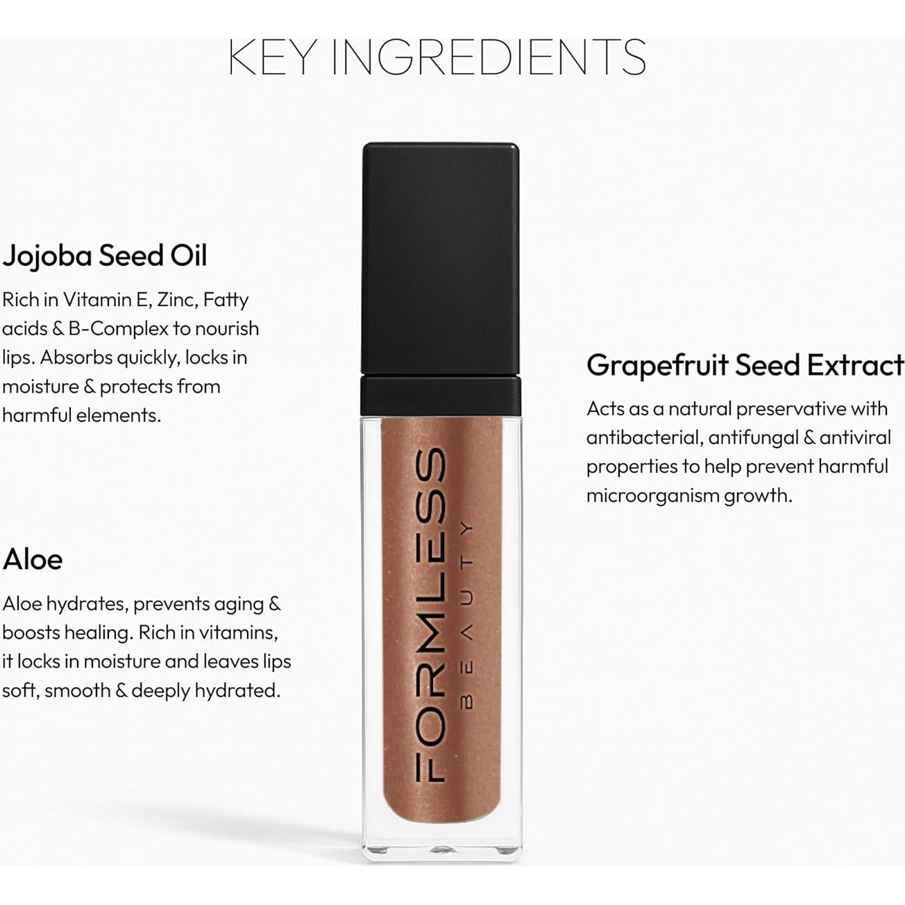 Brillo de Labios Euphoria Formless Beauty | Castaño Hidratante Vegano