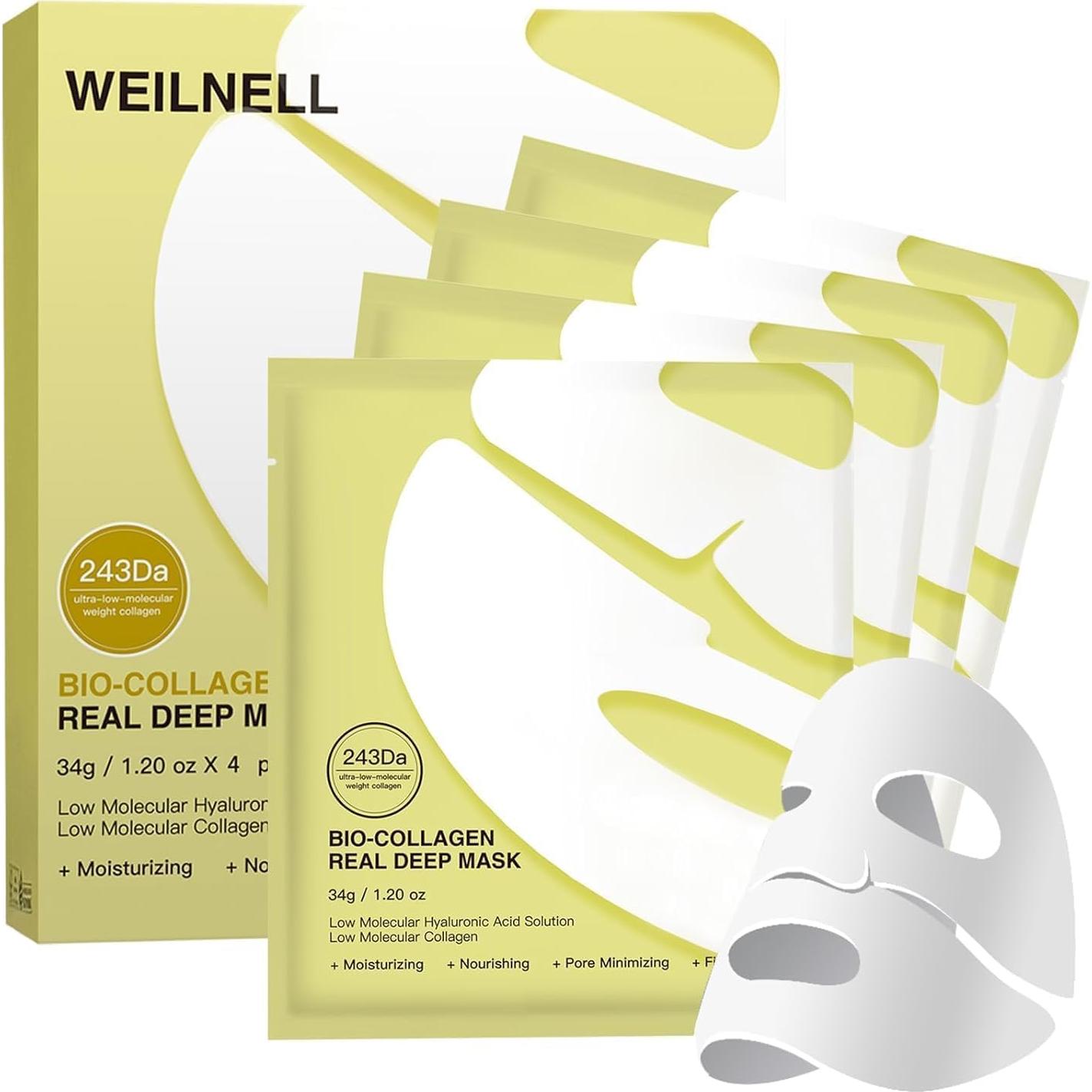 Máscara Facial de Colágeno Bio-Collagen Real Deep - 4 Paquetes