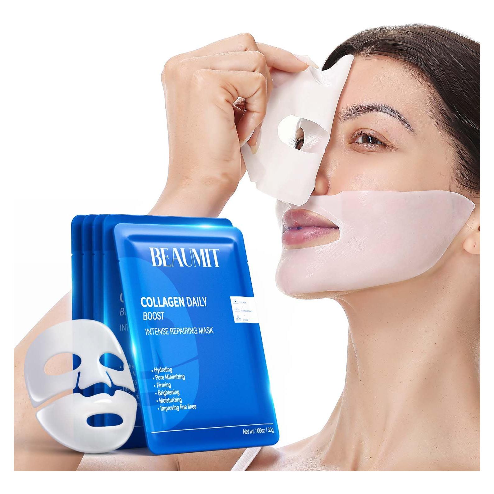 Paquete de 7 Mascarillas Faciales Hidratantes Okela - Colágeno y Ácido Hialurónico