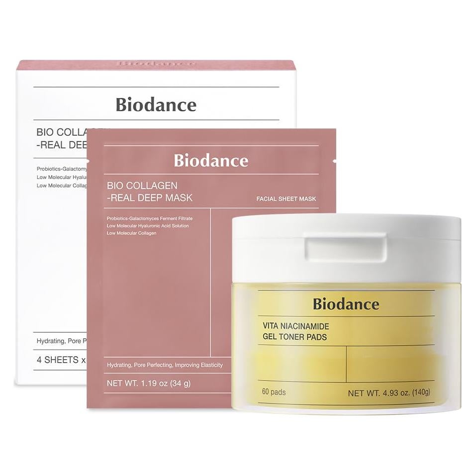 Dúo Cuidado Piel Radiance Biodance: 60 Almohadillas + 4 Máscaras