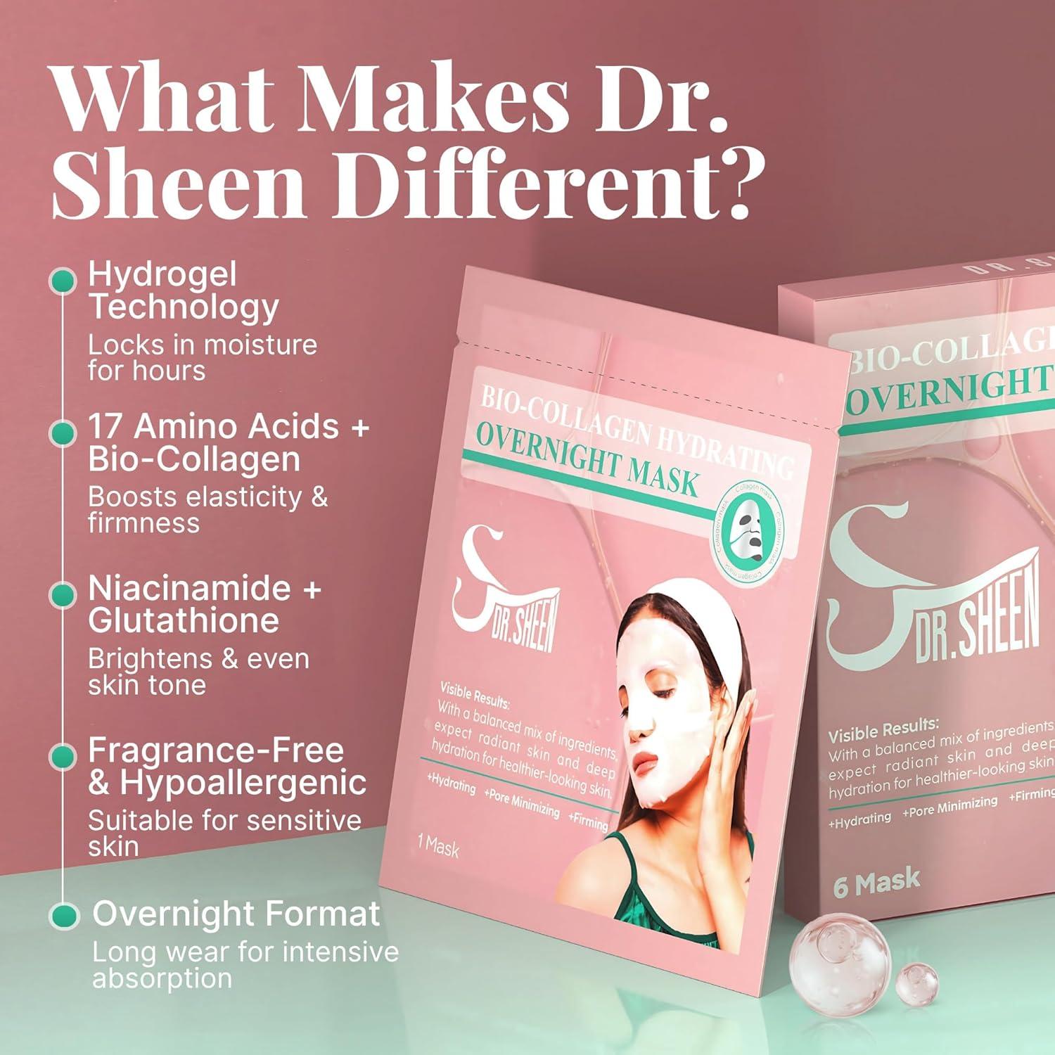 Mascarilla Facial de Colágeno Bio Noche Dr. Sheen - 6 Unidades