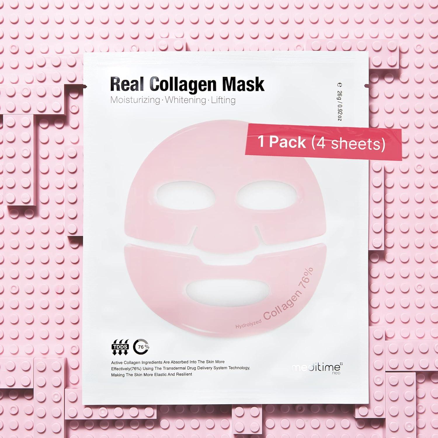 Mascarilla Facial de Colágeno Meditime 4 Hojas Hidratante