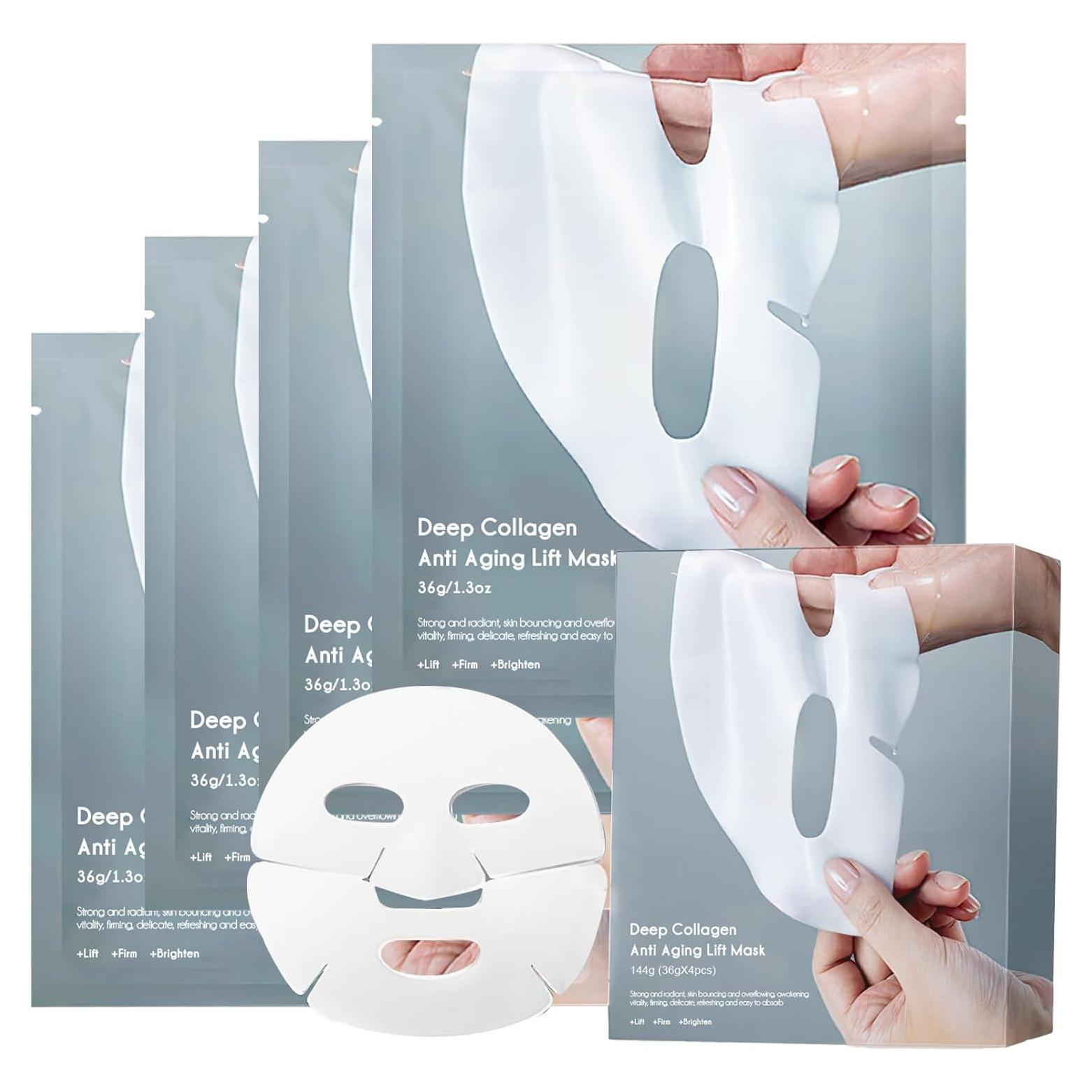 Mascarilla de Colágeno Hidratante SEWOG - 4 Paquete Antiarrugas