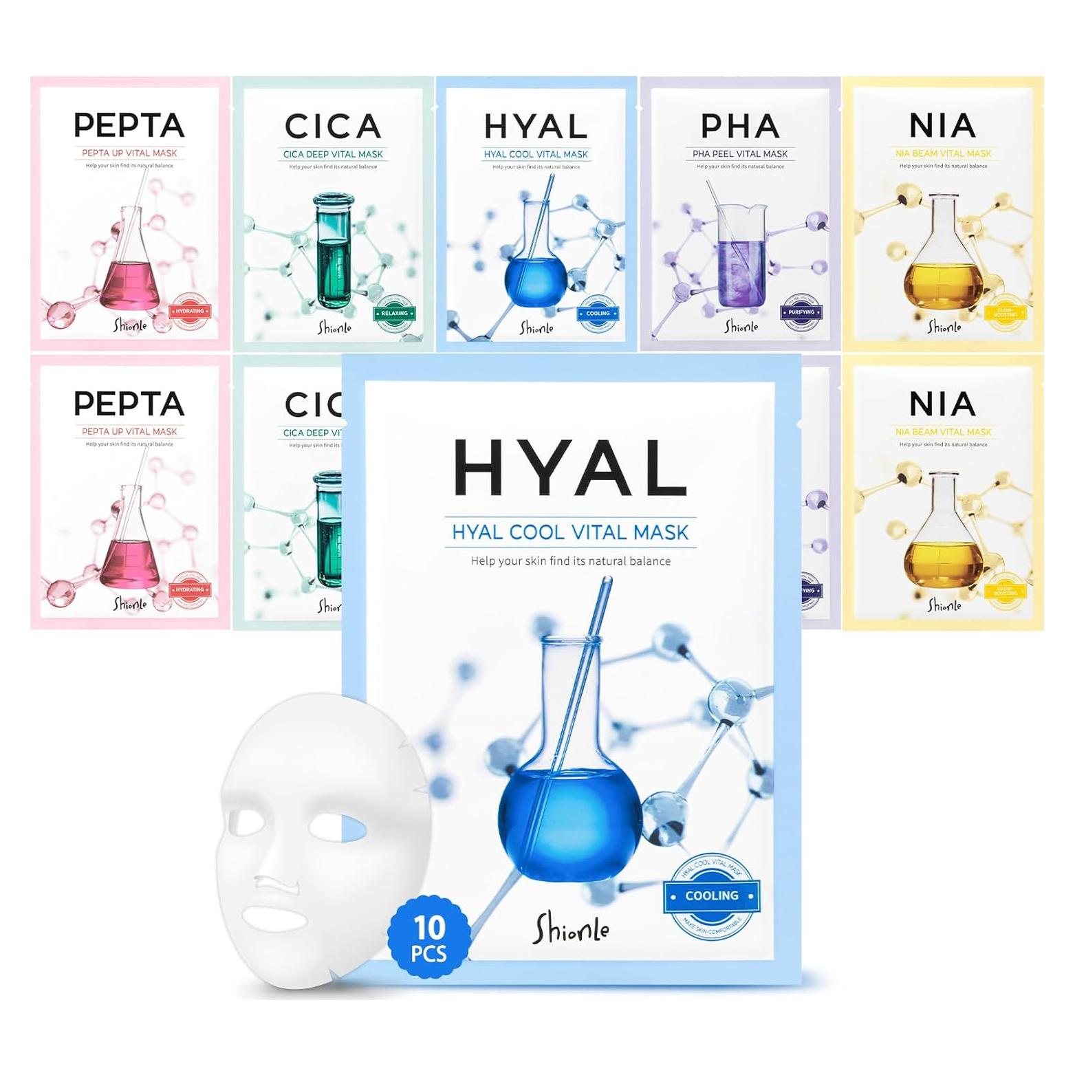 Máscaras Faciales Vitales SHIONLE - 10 Paquete Hidratante