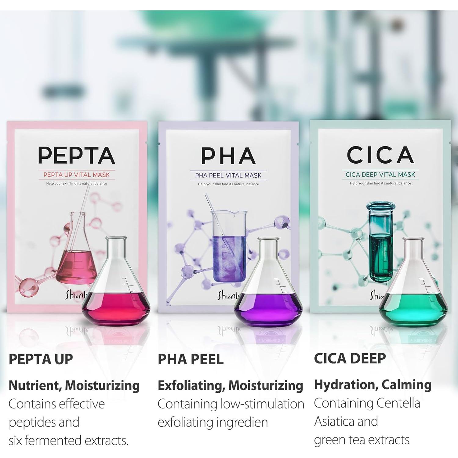 Máscaras Faciales Vitales SHIONLE - 10 Paquete Hidratante