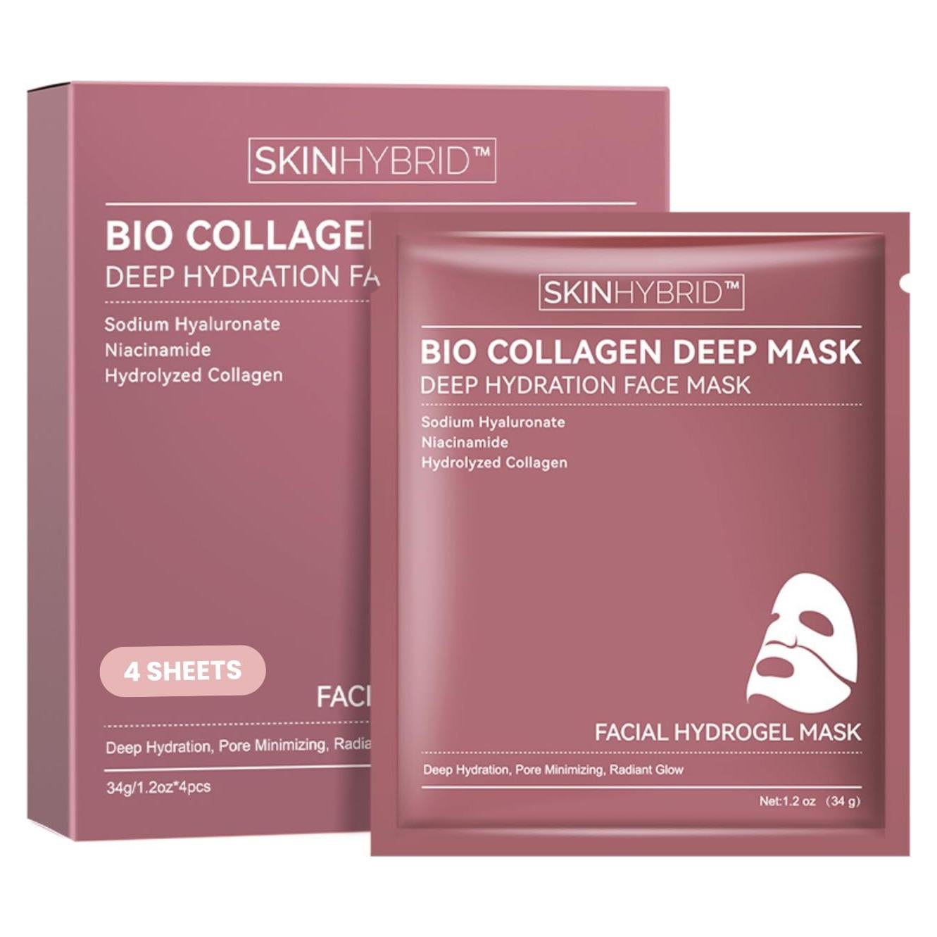 Mascarilla Facial de Colágeno SkinHybrid 34g x 4ea - Hidratación Profunda