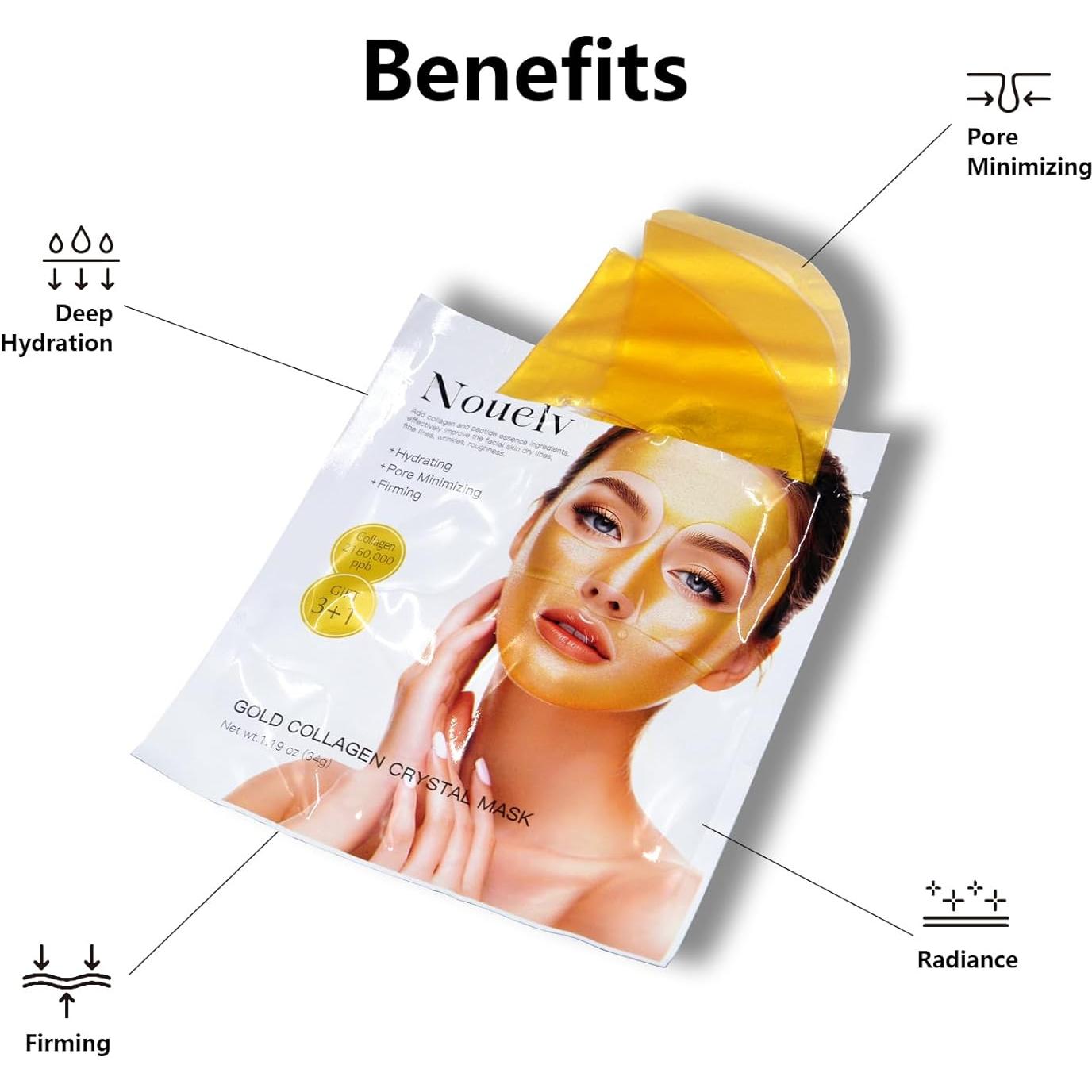 Mascarilla Facial de Colágeno Bio 24K OAKSII - Hidratante Noche (4x34g)