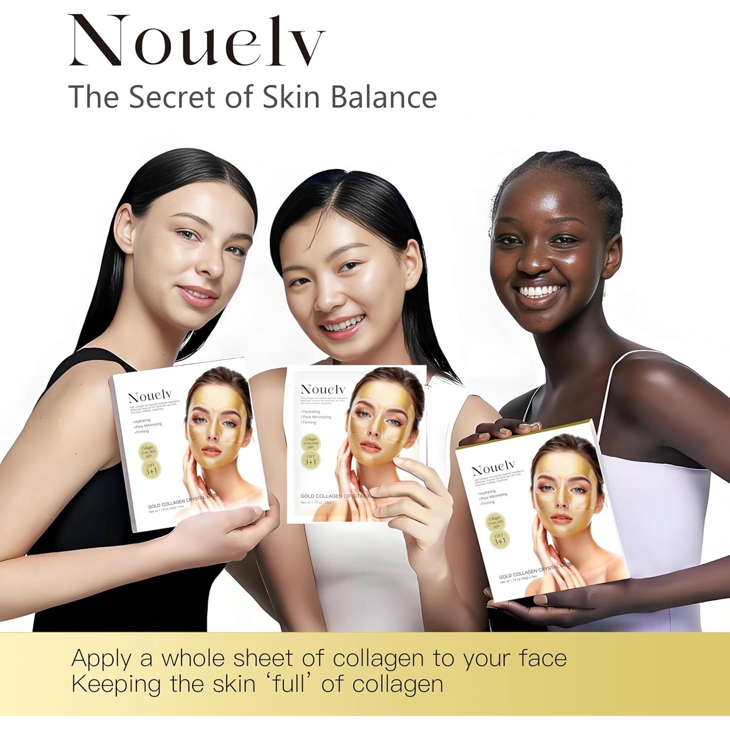 Mascarilla Facial de Colágeno Bio 24K OAKSII - Hidratante Noche (4x34g)