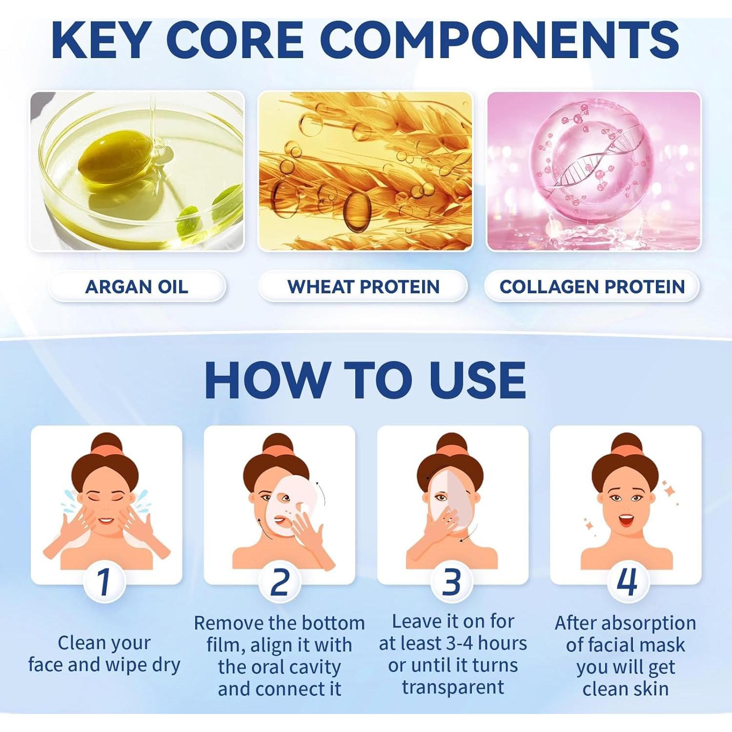 Mascarilla Lifting de Colágeno Profundo AQILUN 5 Piezas