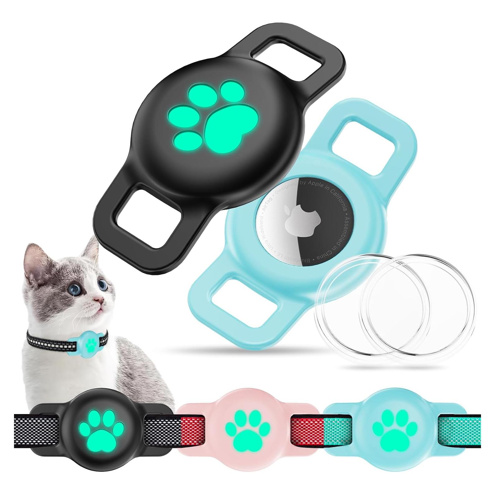 Soporte para collar de gato Airtag ZYRAPRO 2 Pcs Negro Verde