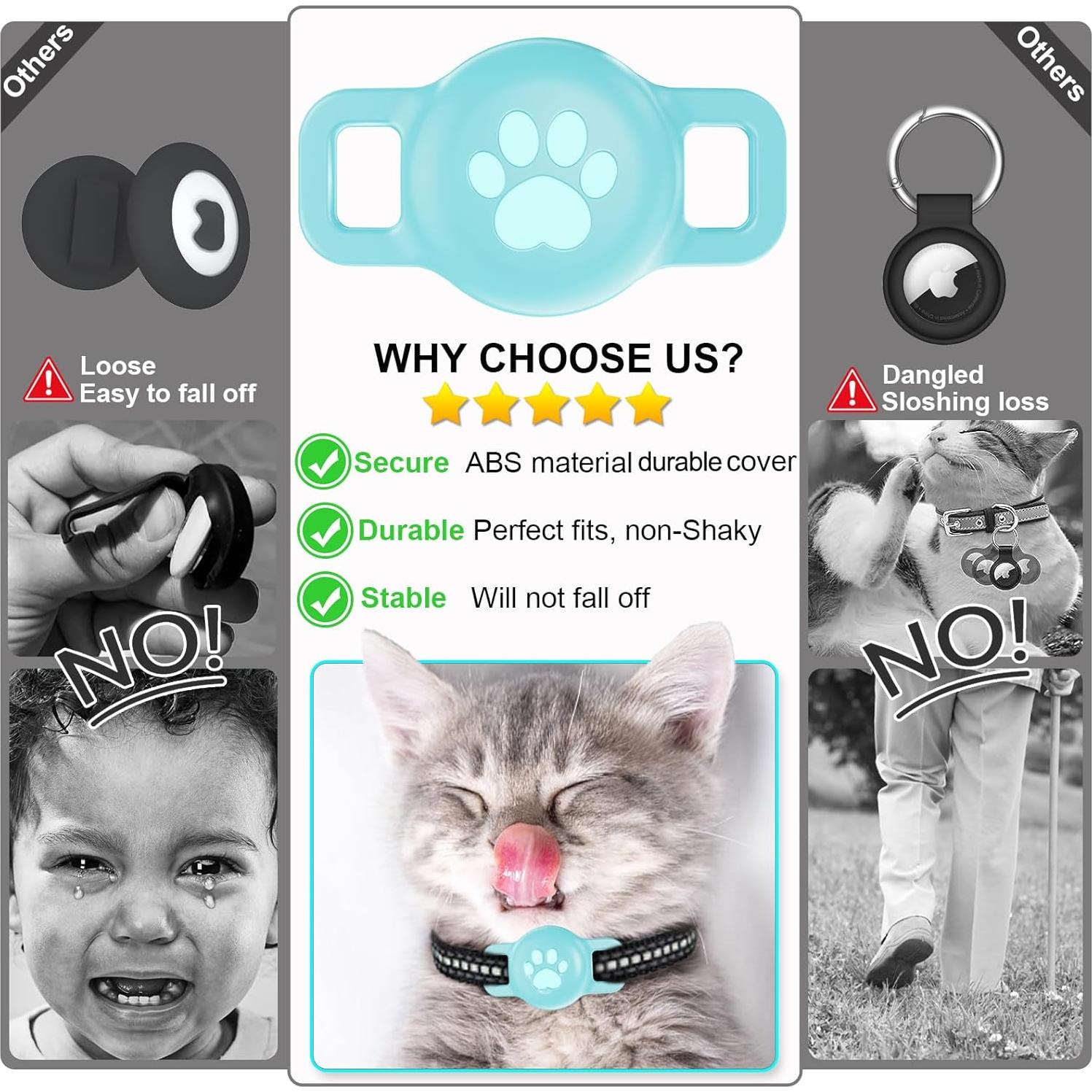 Soporte para collar de gato Airtag ZYRAPRO 2 Pcs Negro Verde