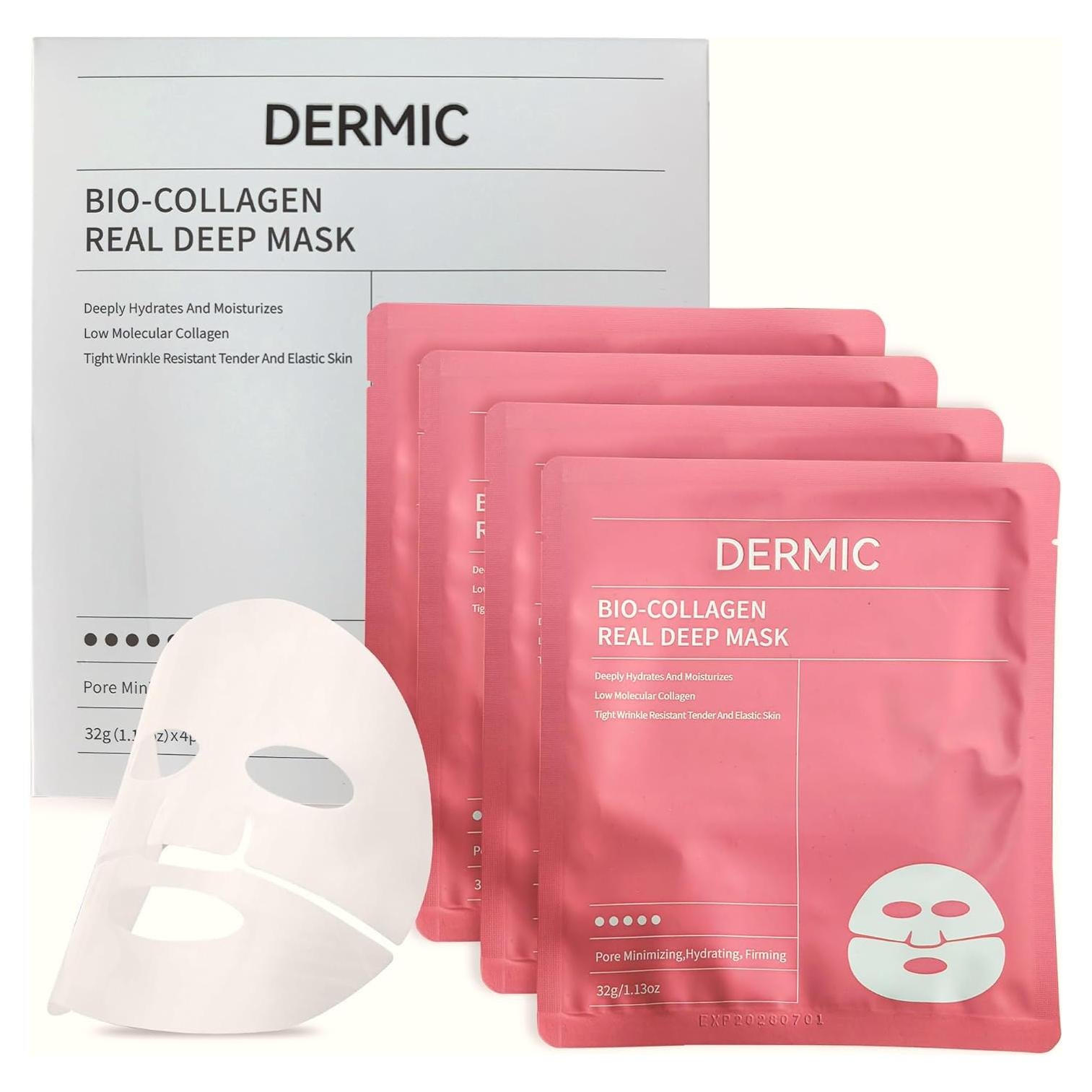 Mascarilla Facial Hidratante Dermic Bio-Colágeno 4 Unidades
