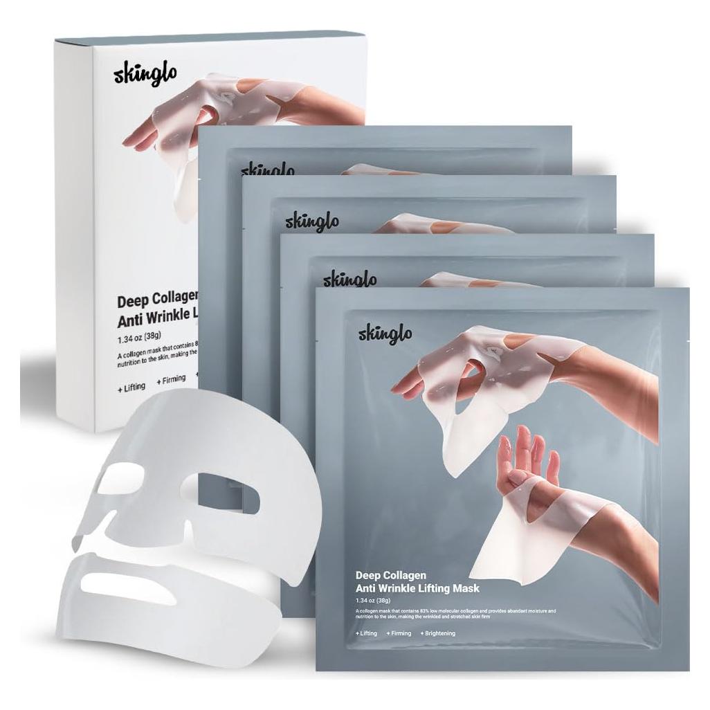 Mascarilla Facial de Colágeno Skinglo - Hidratación Nocturna 16 Unidades