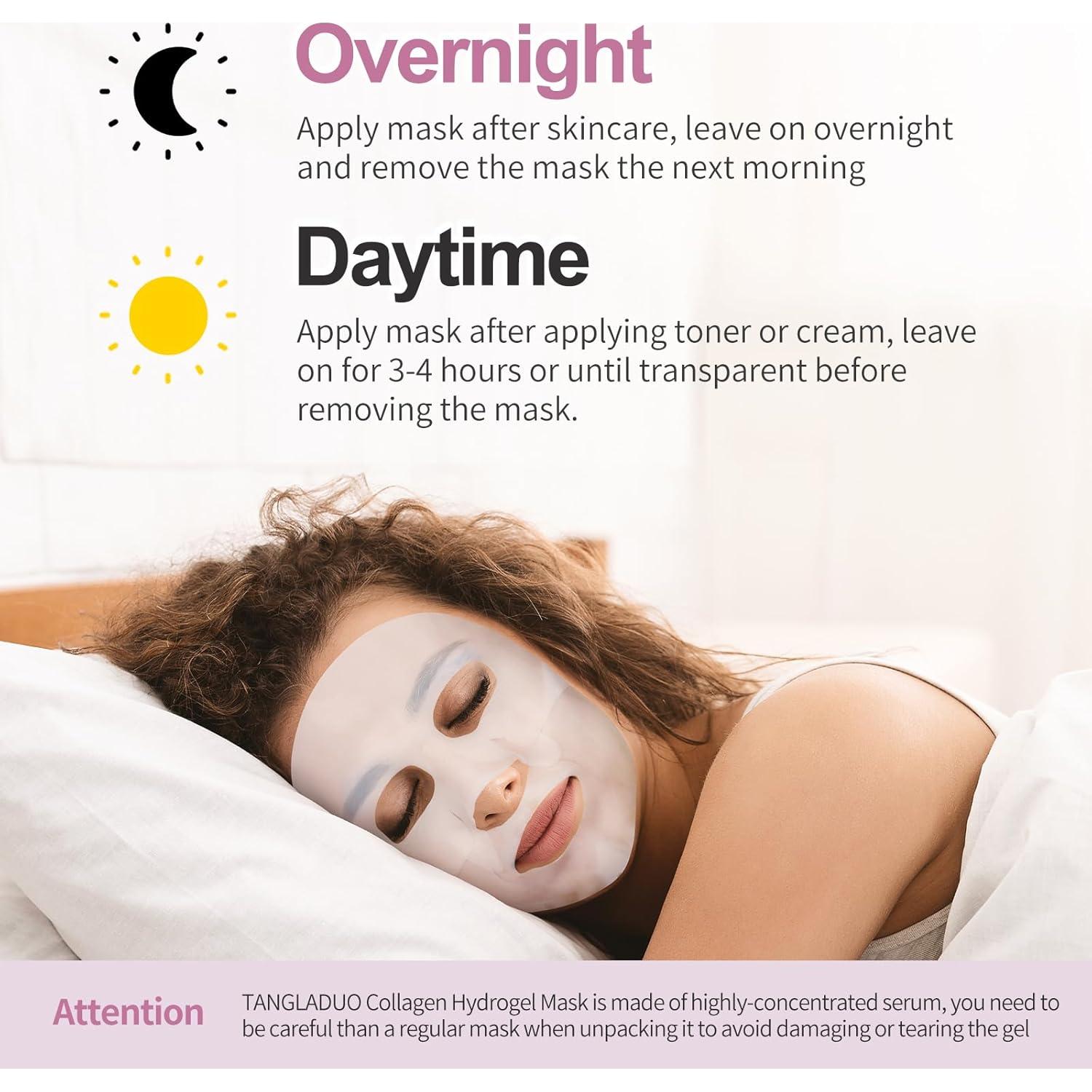 Humanized Collagen Real Deep Overnight Mask,Hydrating Firming,Anti-ageing Hydrogel Mask,for All Skin Types,Elasticity Improvement,Pore Minimizing,Minimize Wrinkles,1Pcs,Pink