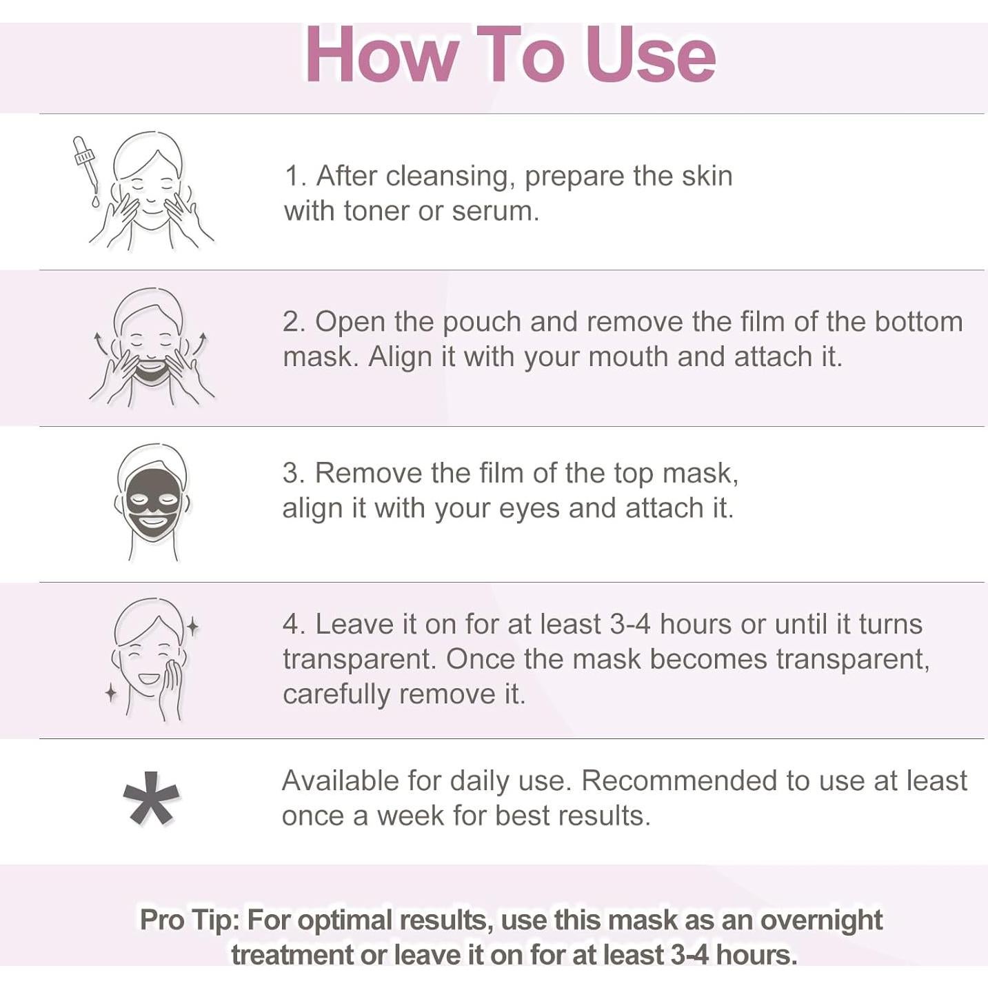 Humanized Collagen Real Deep Overnight Mask,Hydrating Firming,Anti-ageing Hydrogel Mask,for All Skin Types,Elasticity Improvement,Pore Minimizing,Minimize Wrinkles,1Pcs,Pink