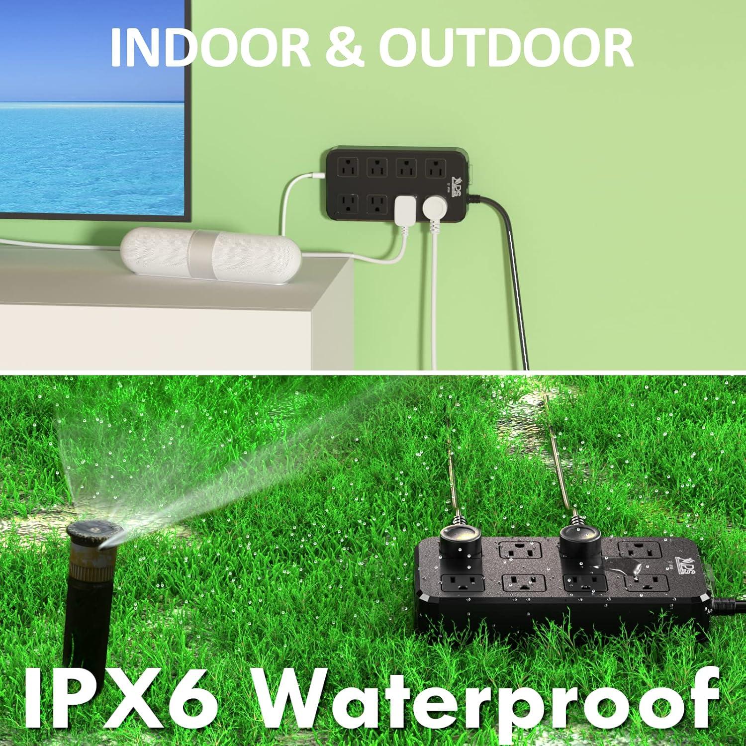 Regleta Impermeable Qiyuan 8 Salidas 3 USB 1.83m 1875W