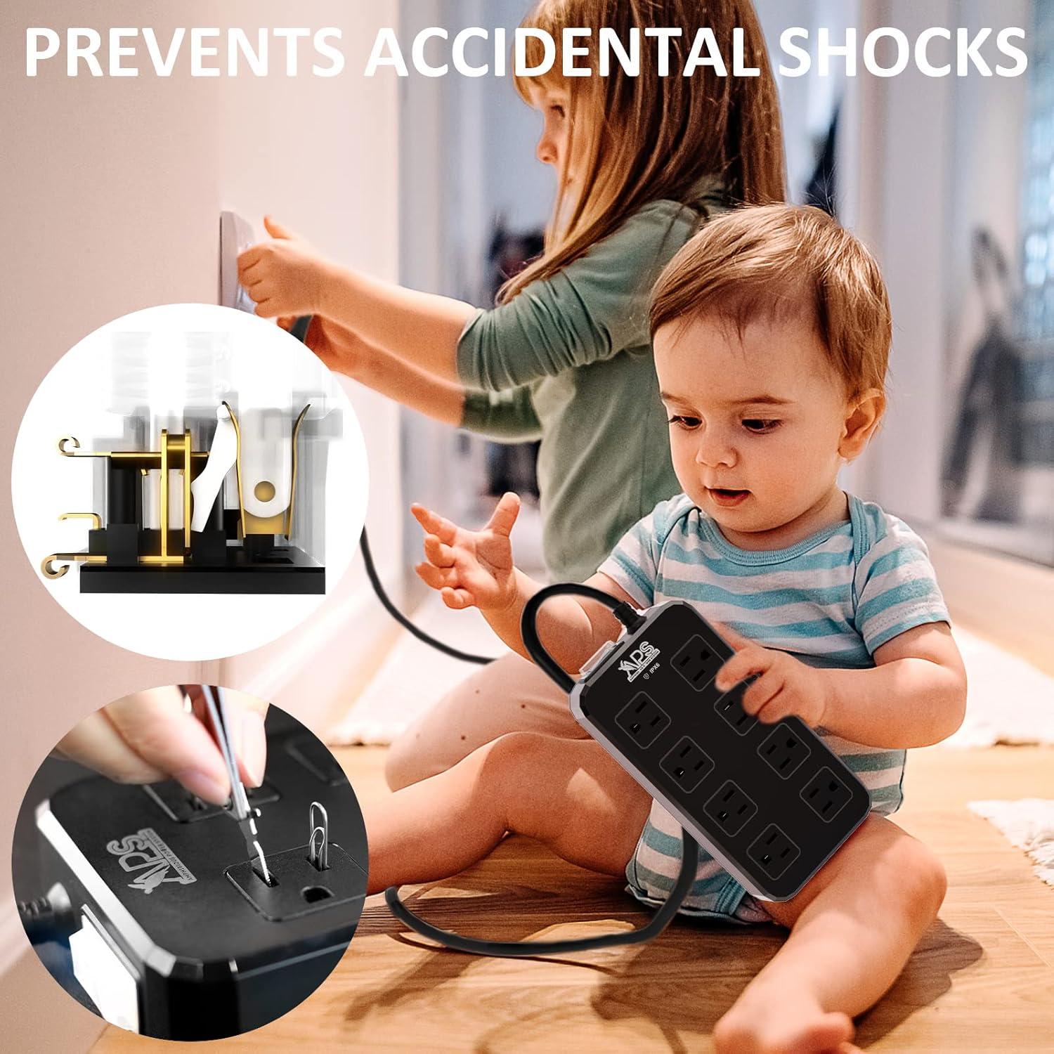 Regleta Impermeable Qiyuan 8 Salidas 3 USB 1.83m 1875W