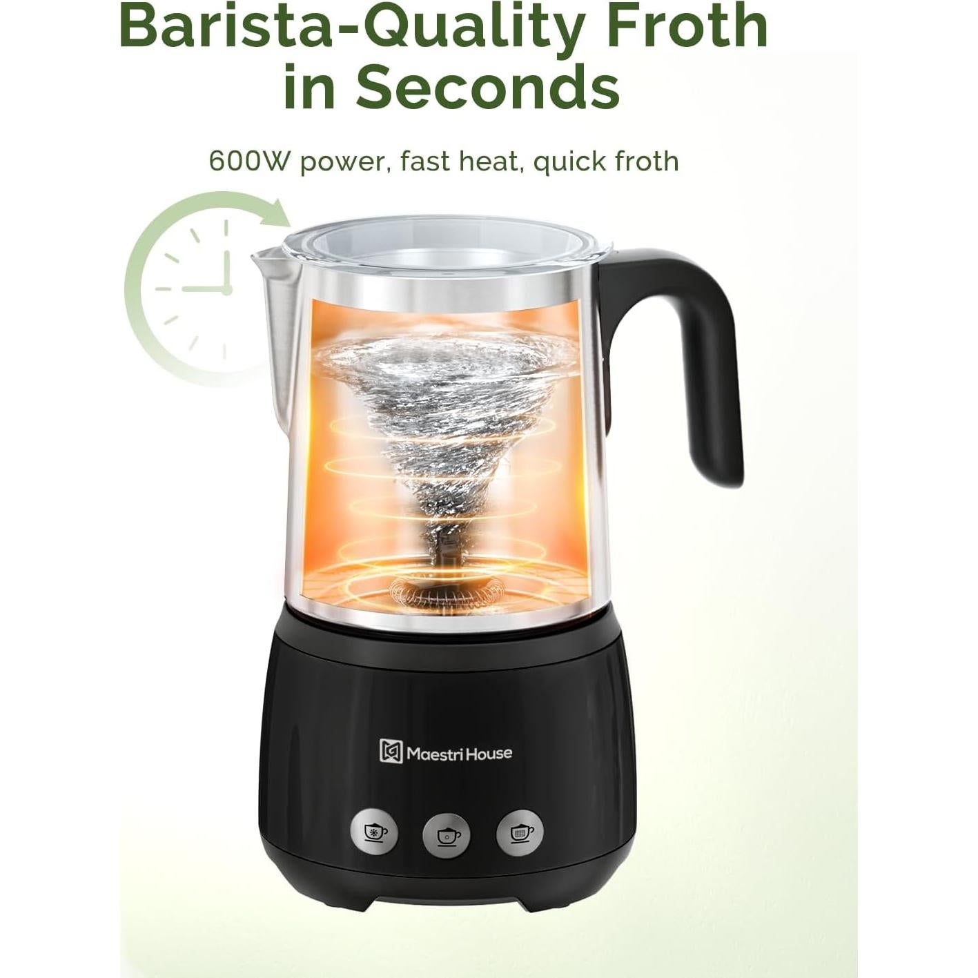 Espumador de Leche Eléctrico Maestri House 4-en-1 600W 500ml