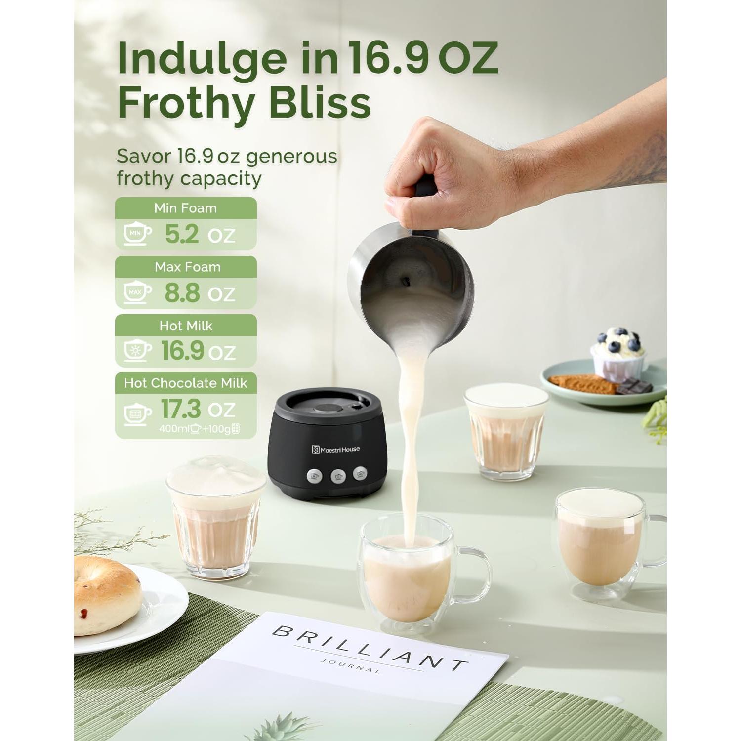 Espumador de Leche Eléctrico Maestri House 4-en-1 600W 500ml