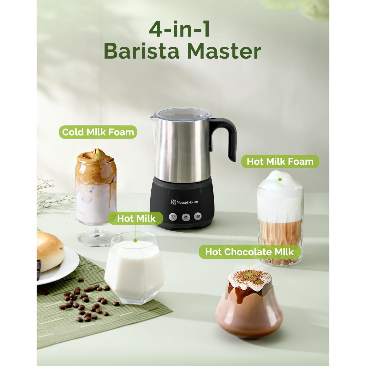 Espumador de Leche Eléctrico Maestri House 4-en-1 600W 500ml