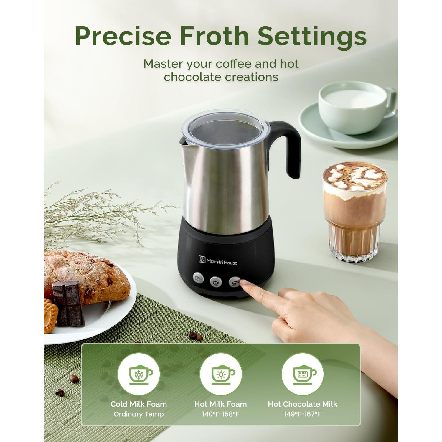 Espumador de Leche Eléctrico Maestri House 4-en-1 600W 500ml