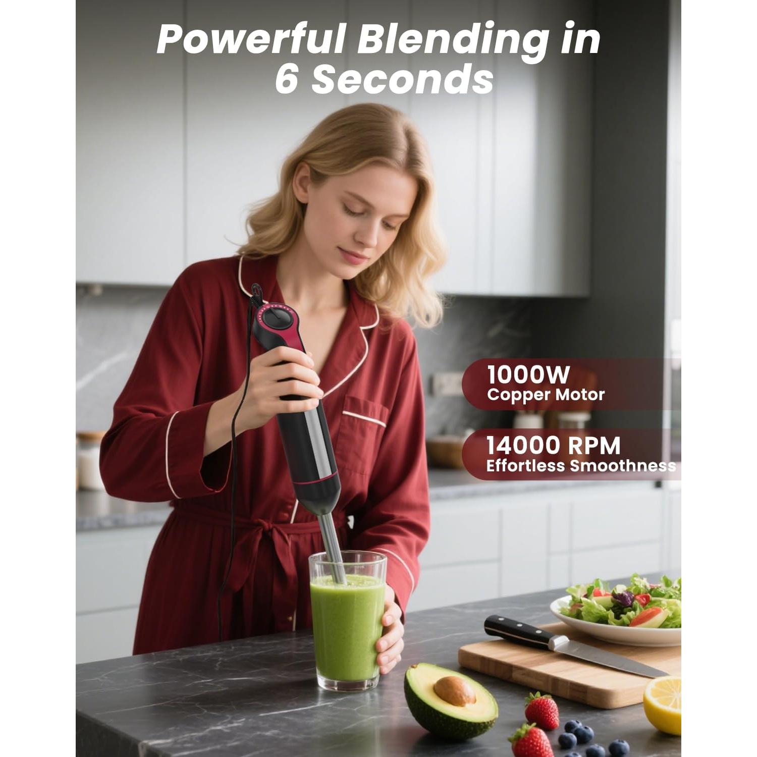 Batidora de Inmersión Juissiart 1000W 20 Velocidades Turbo