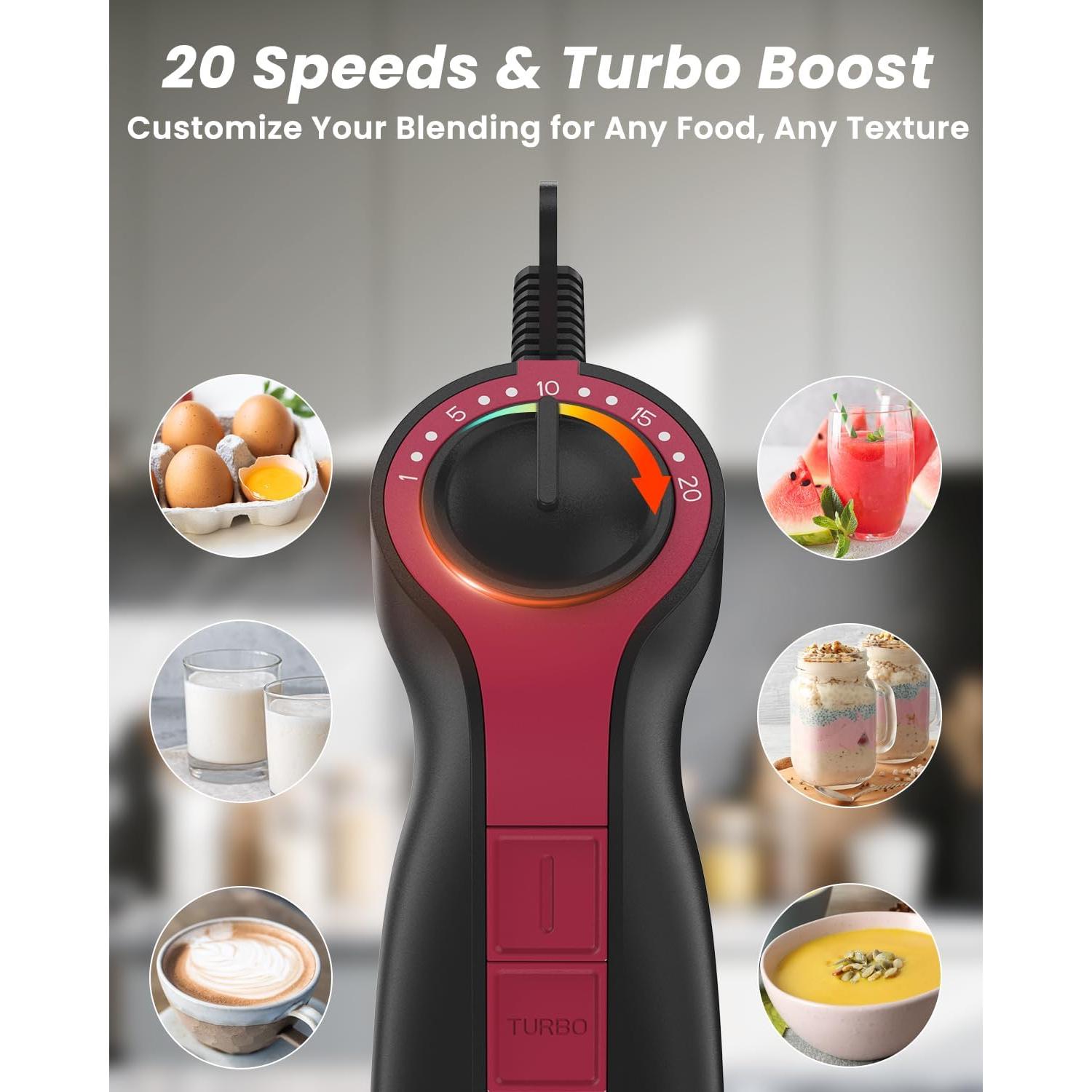 Batidora de Inmersión Juissiart 1000W 20 Velocidades Turbo